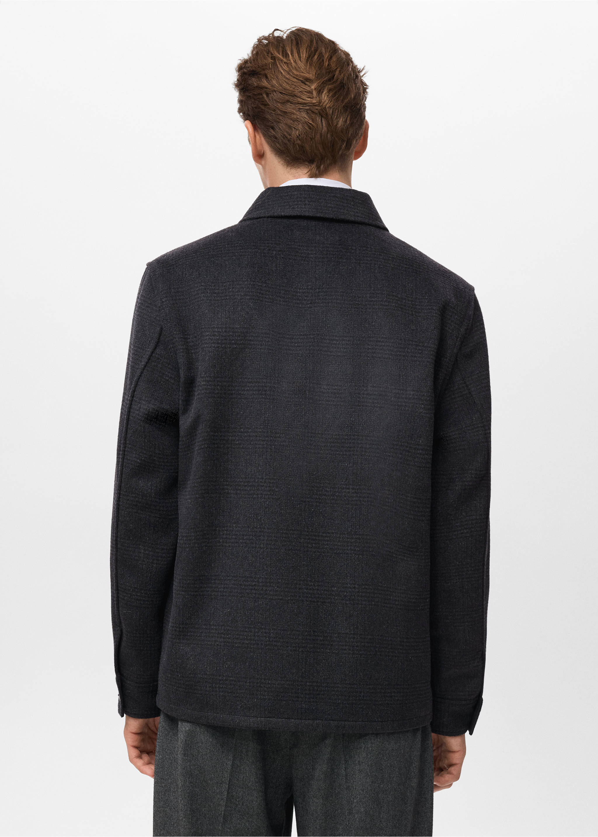 Wool-blend check jacket - Reverse of the article, Black. Ref: 17017891-00.