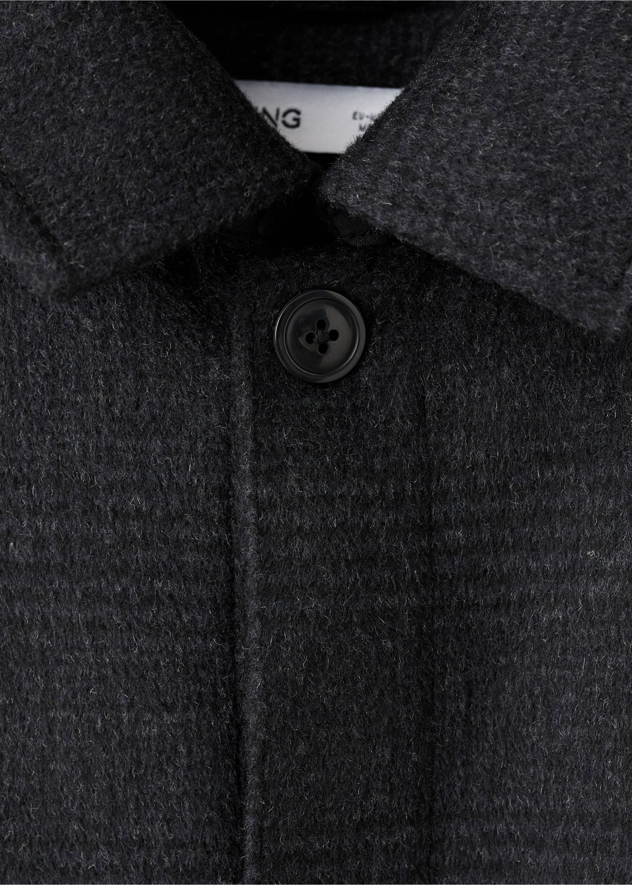 Wool-blend check jacket - Details of the article 8, Black. Ref: 17017891-00.