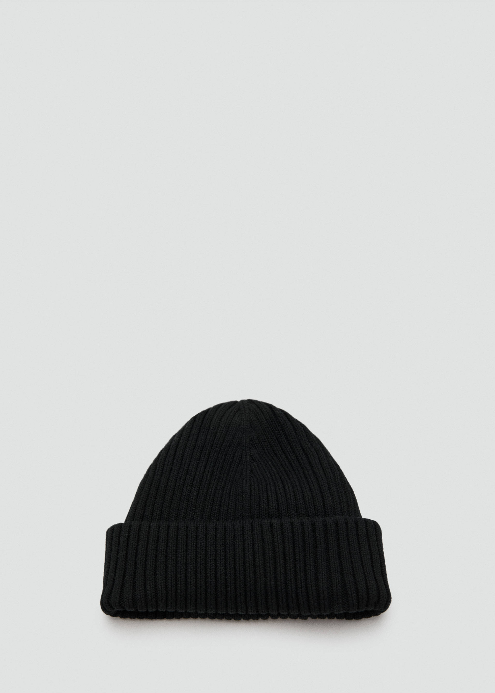 Rib-knit cotton hat - Article without model, Black. Ref: 17017896-00.