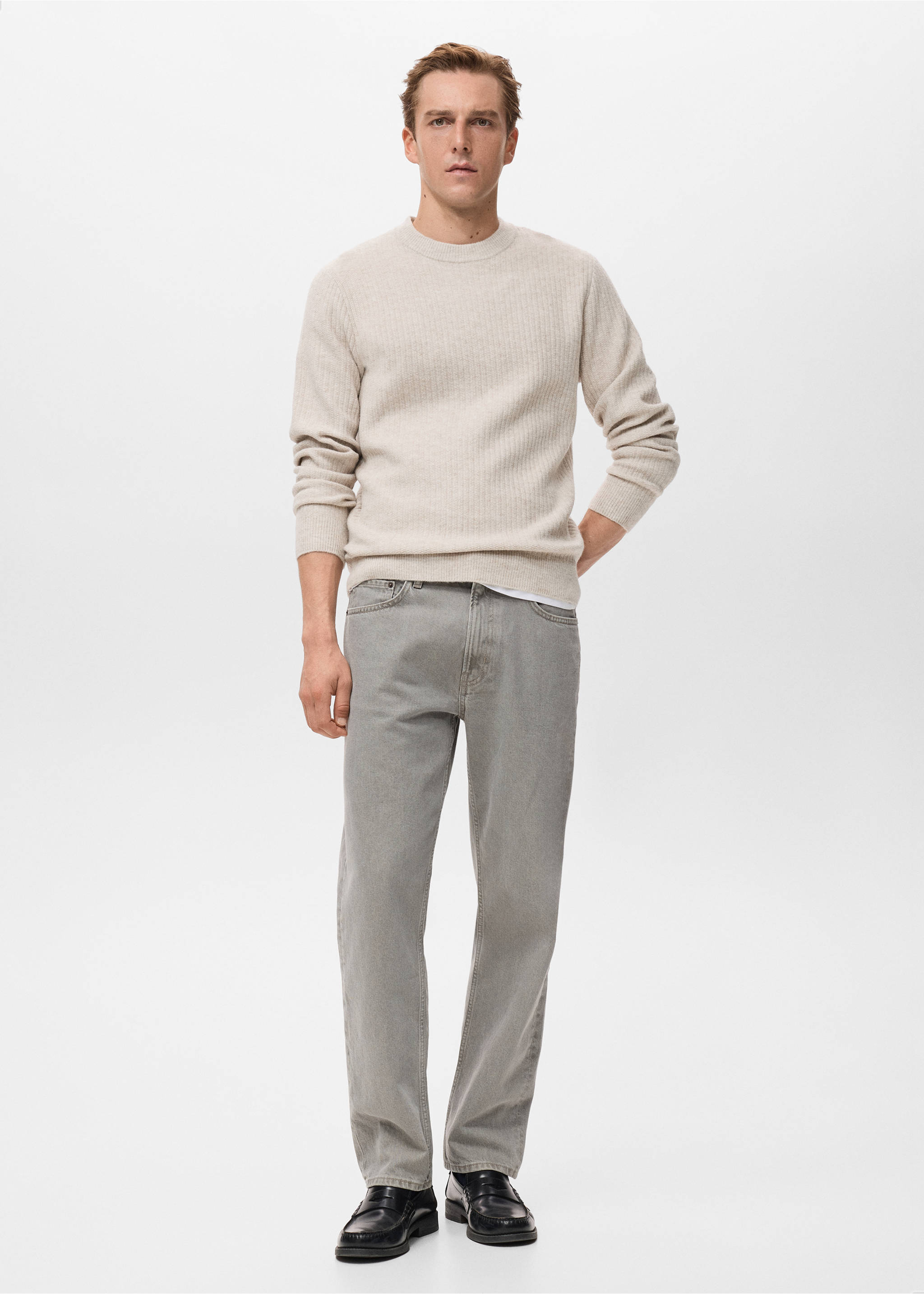 Knitted ribbed sweater - General plane, Ecru. Ref: 17017898-00.