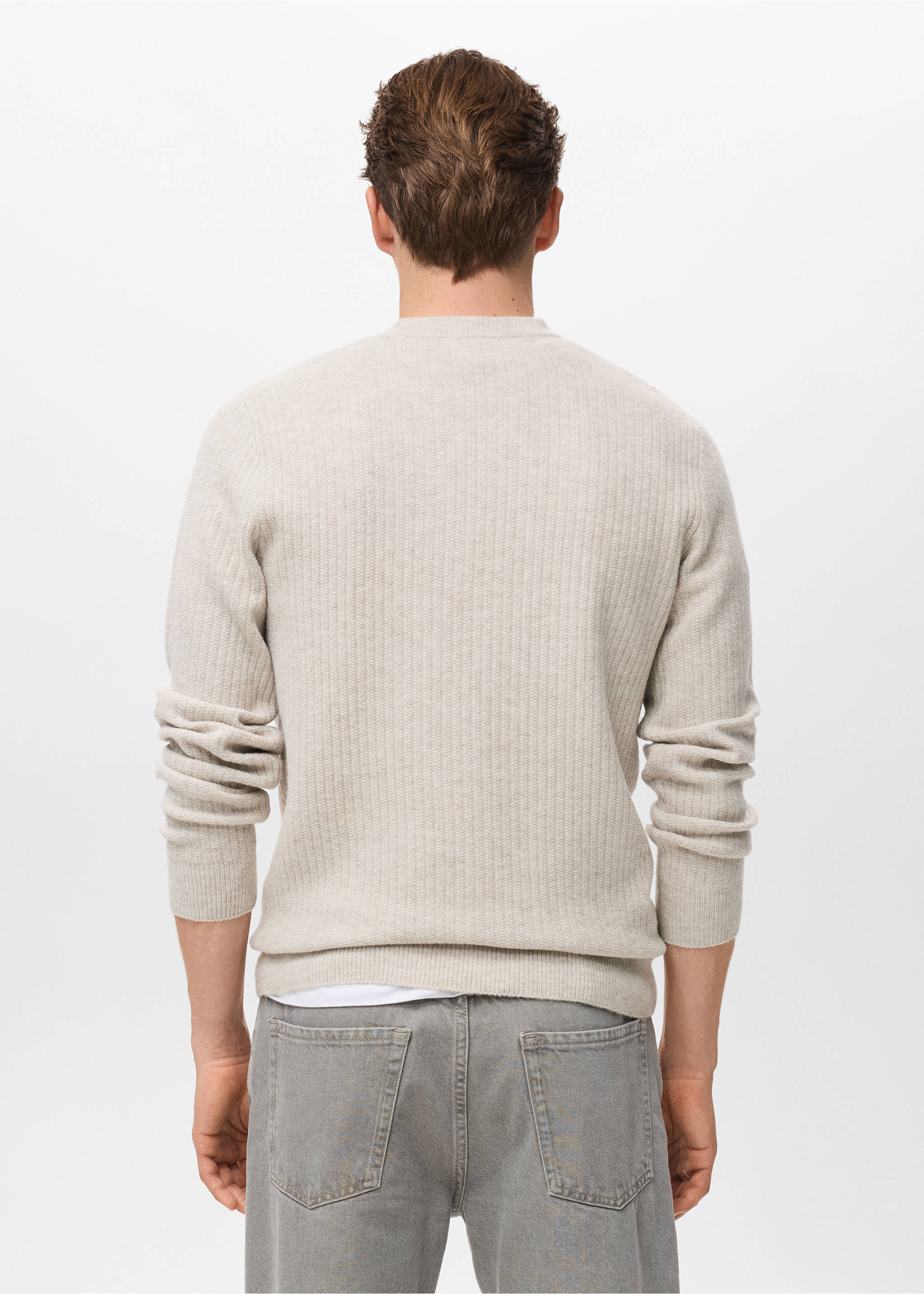 Knitted ribbed sweater - Reverse of the article, Ecru. Ref: 17017898-00.