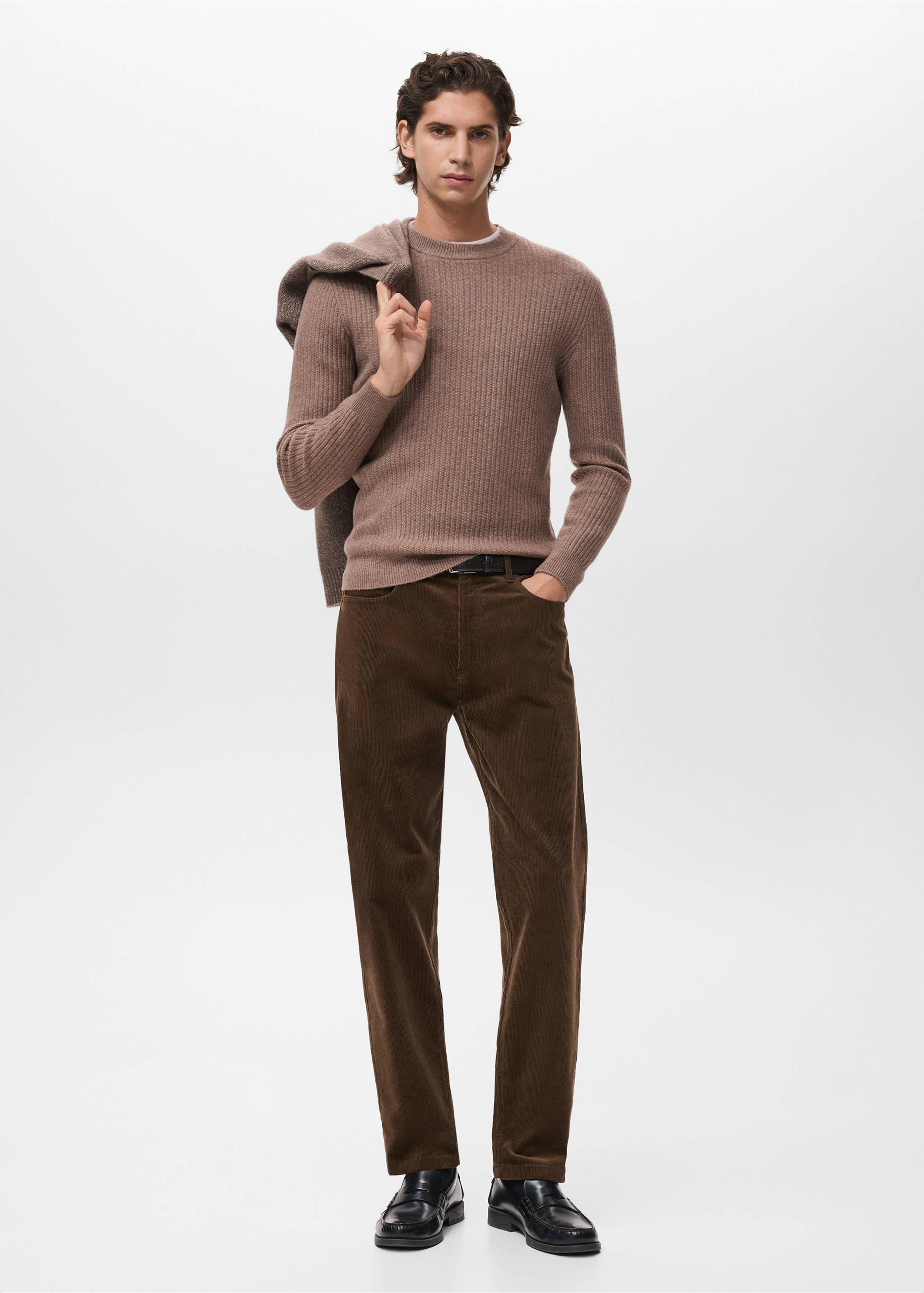 Knitted ribbed sweater - General plane, Medium Brown. Ref: 17017898-00.