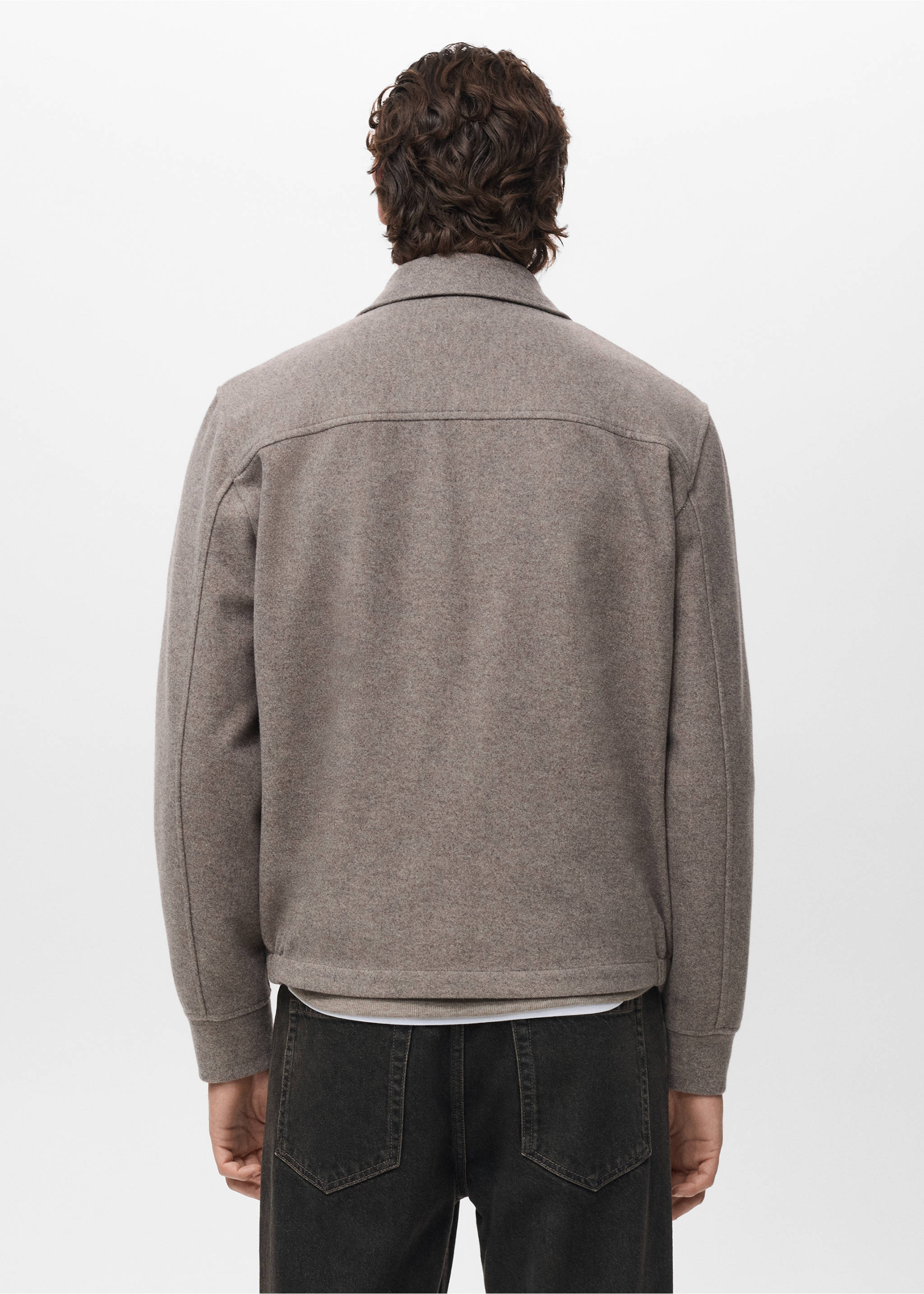 Zip-up cloth jacket - Reverse of the article, Medium Brown. Ref: 17017901-00.