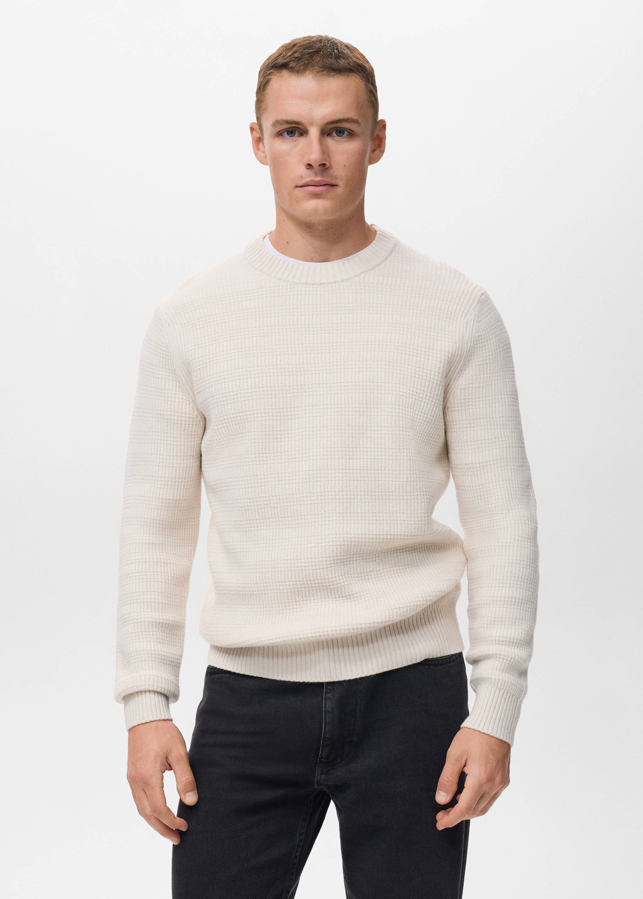 Strukturierter Strickpullover - Mittlere Ansicht