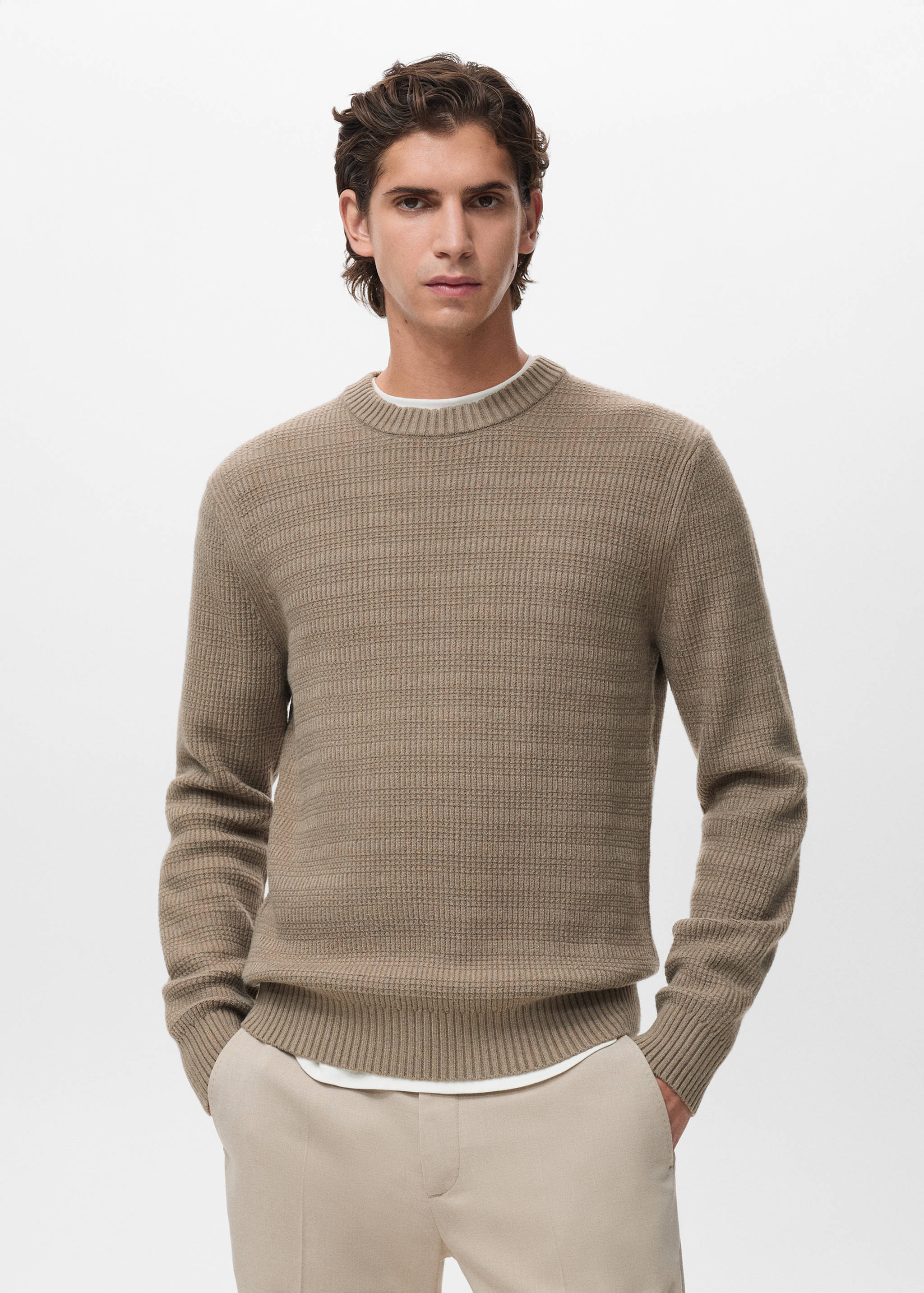 Strukturierter Strickpullover - Mittlere Ansicht