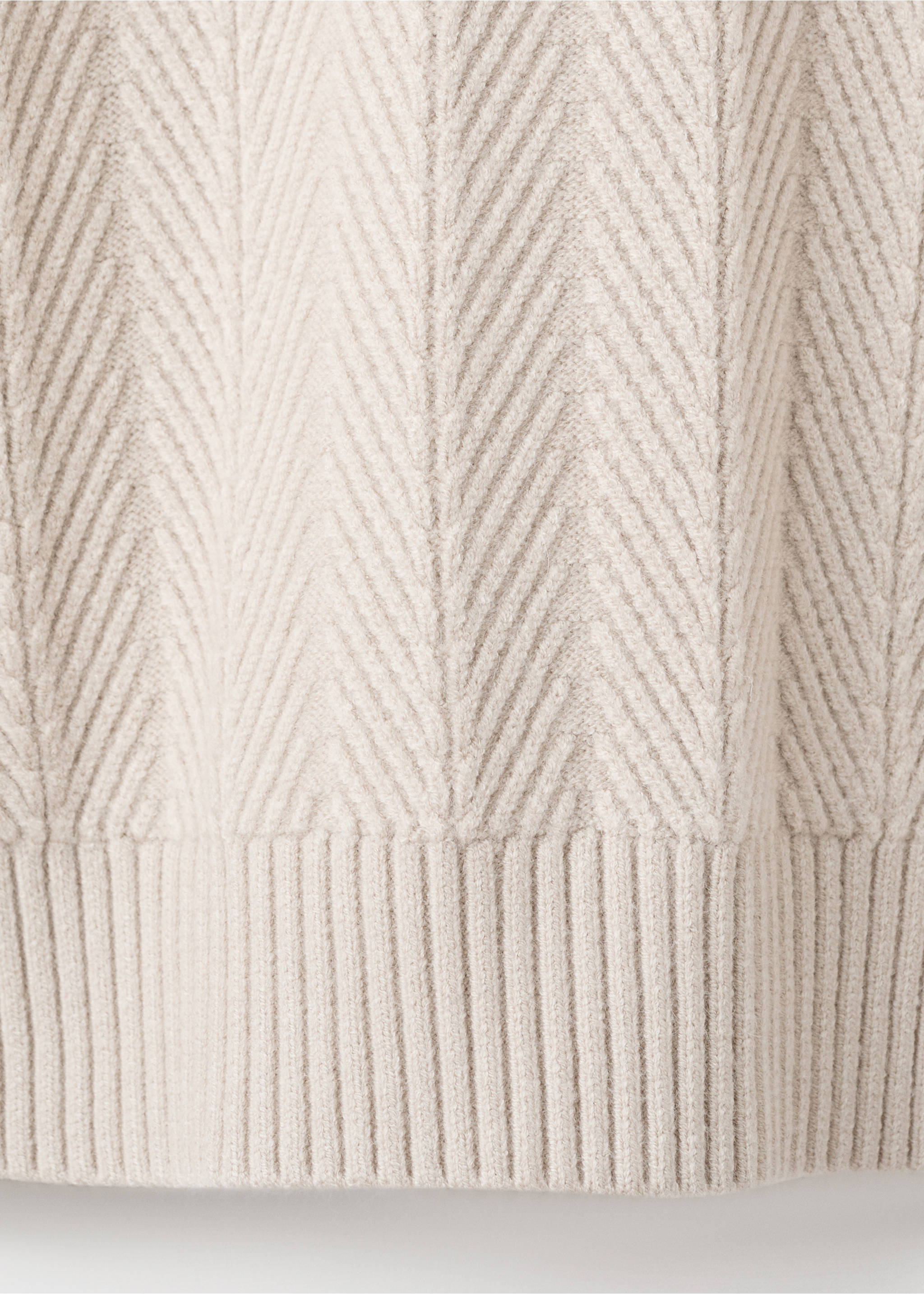 Herringbone structured sweater - Details of the article 0, Ecru. Ref: 17017904-00.