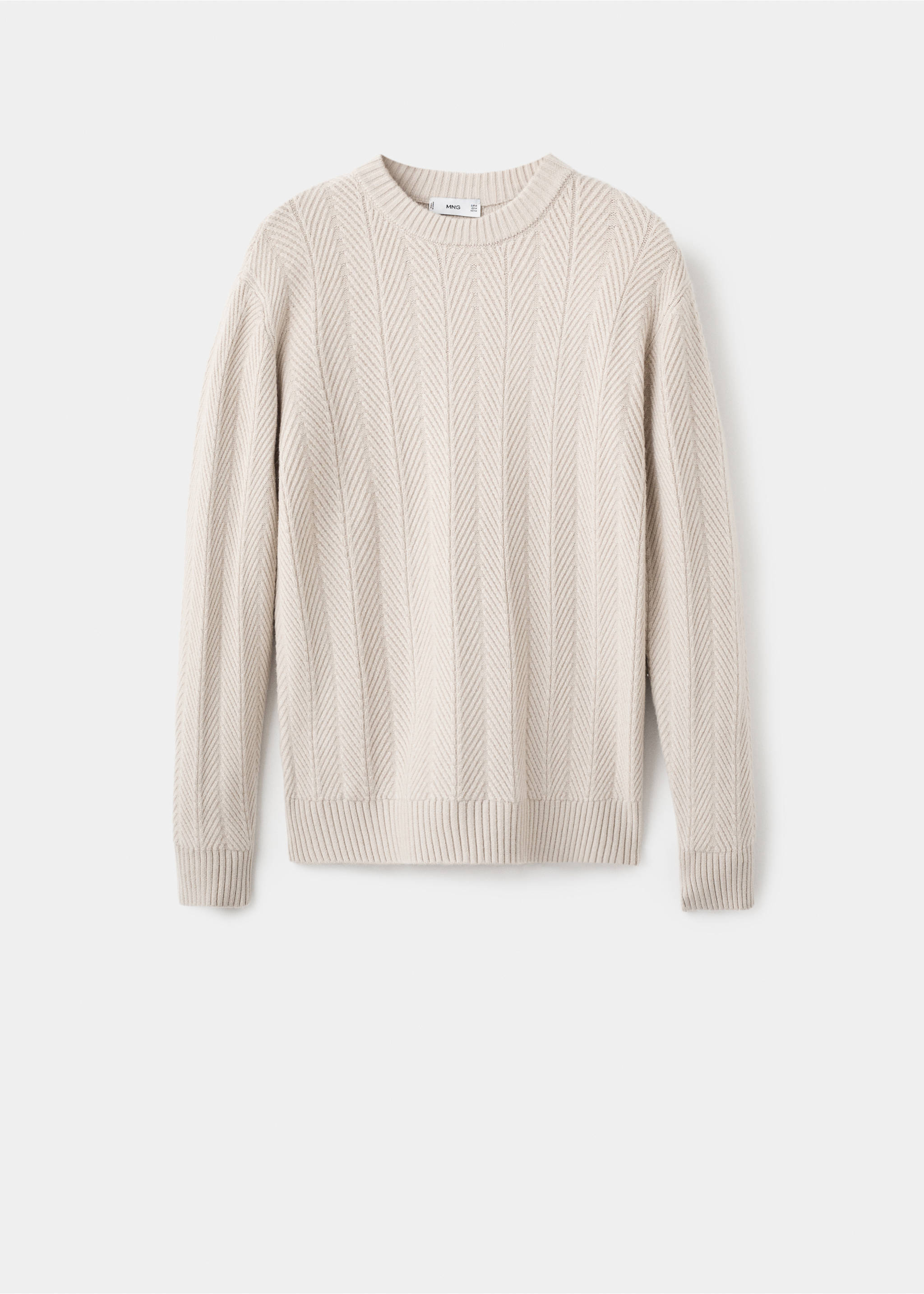 Herringbone structured sweater - Article without model, Ecru. Ref: 17017904-00.