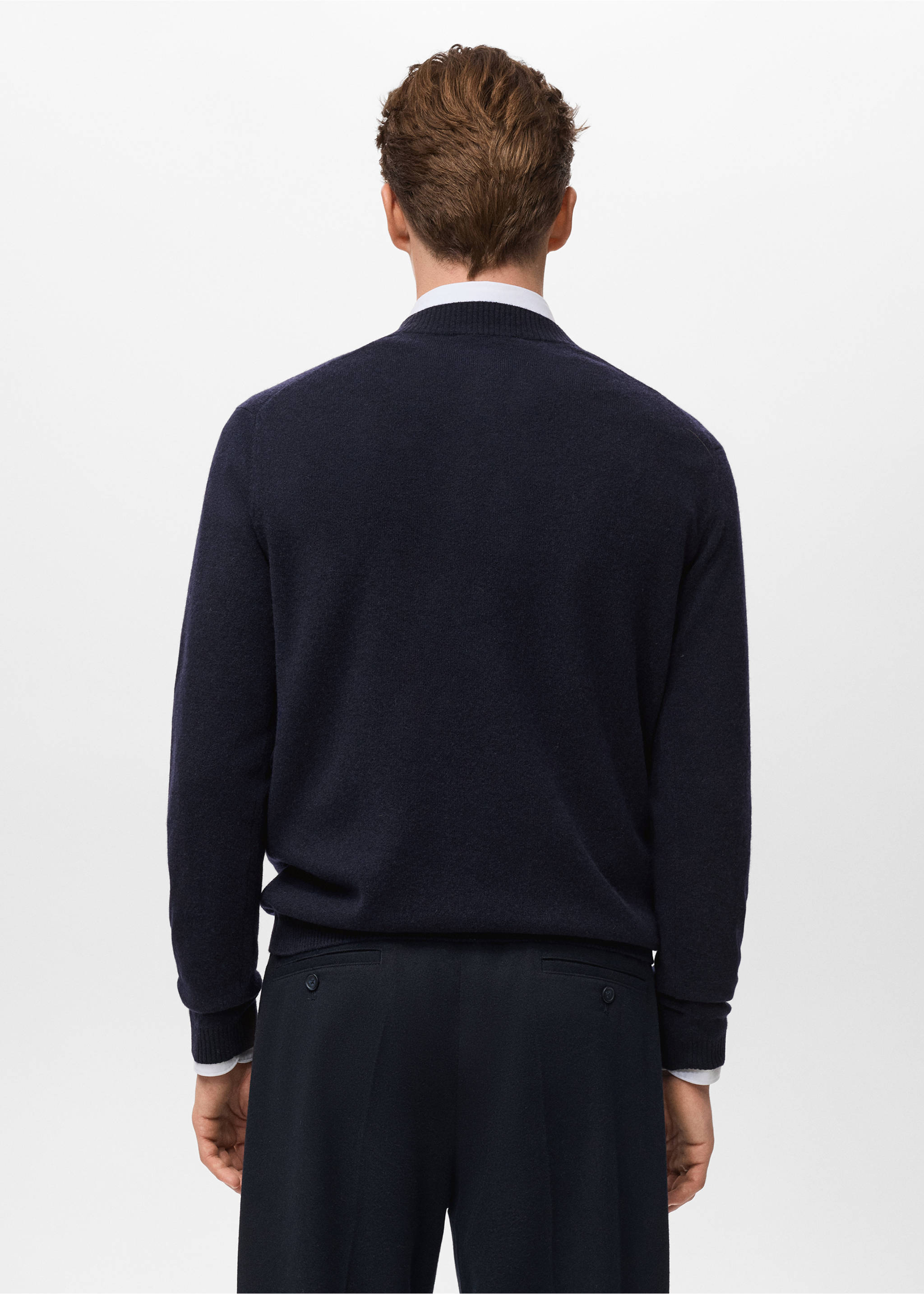 100% extra-fine wool knitted sweater - Reverse of the article, Navy. Ref: 17017905-00.