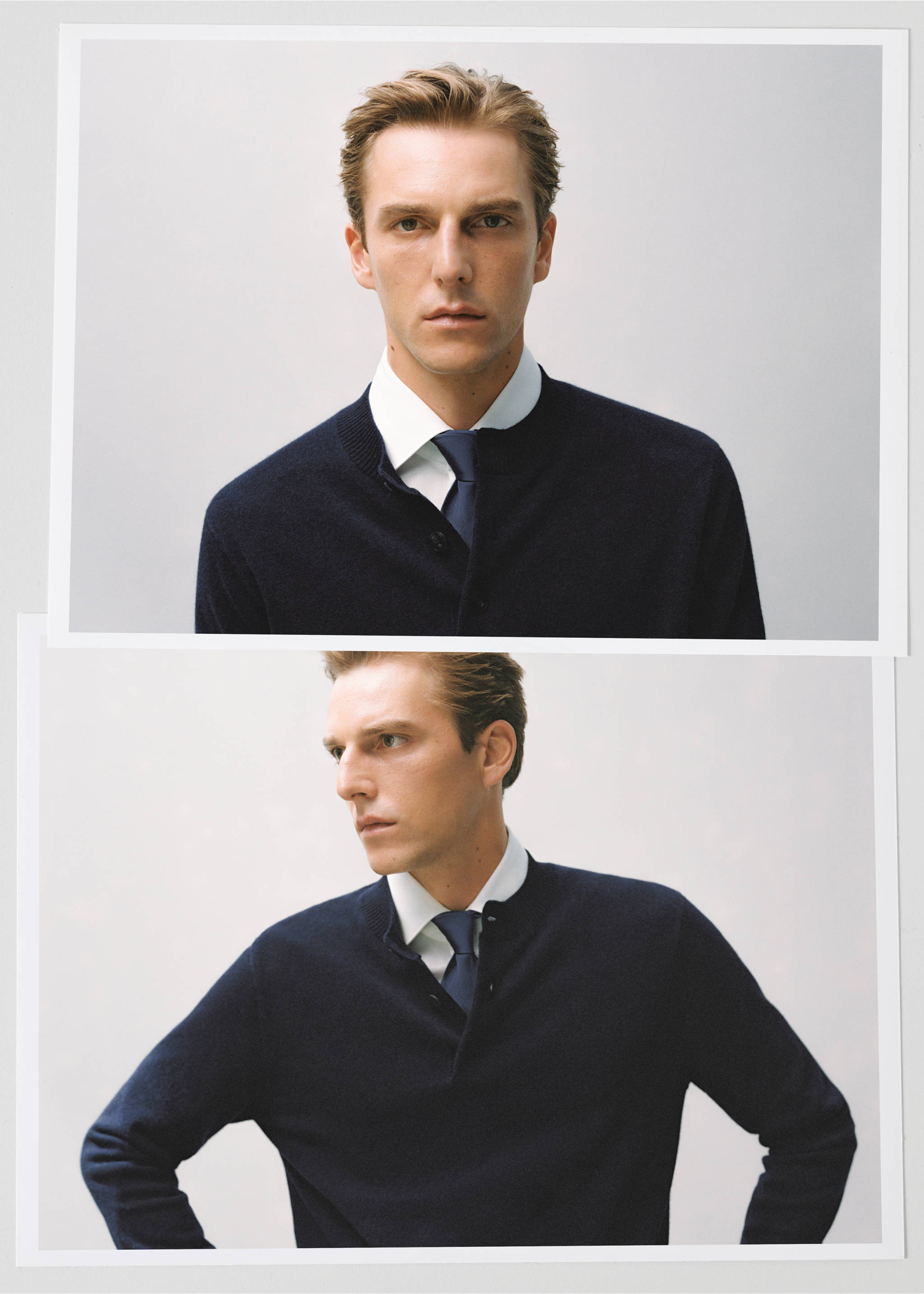 100% extra-fine wool knitted sweater - Details of the article 3, Navy. Ref: 17017905-00.