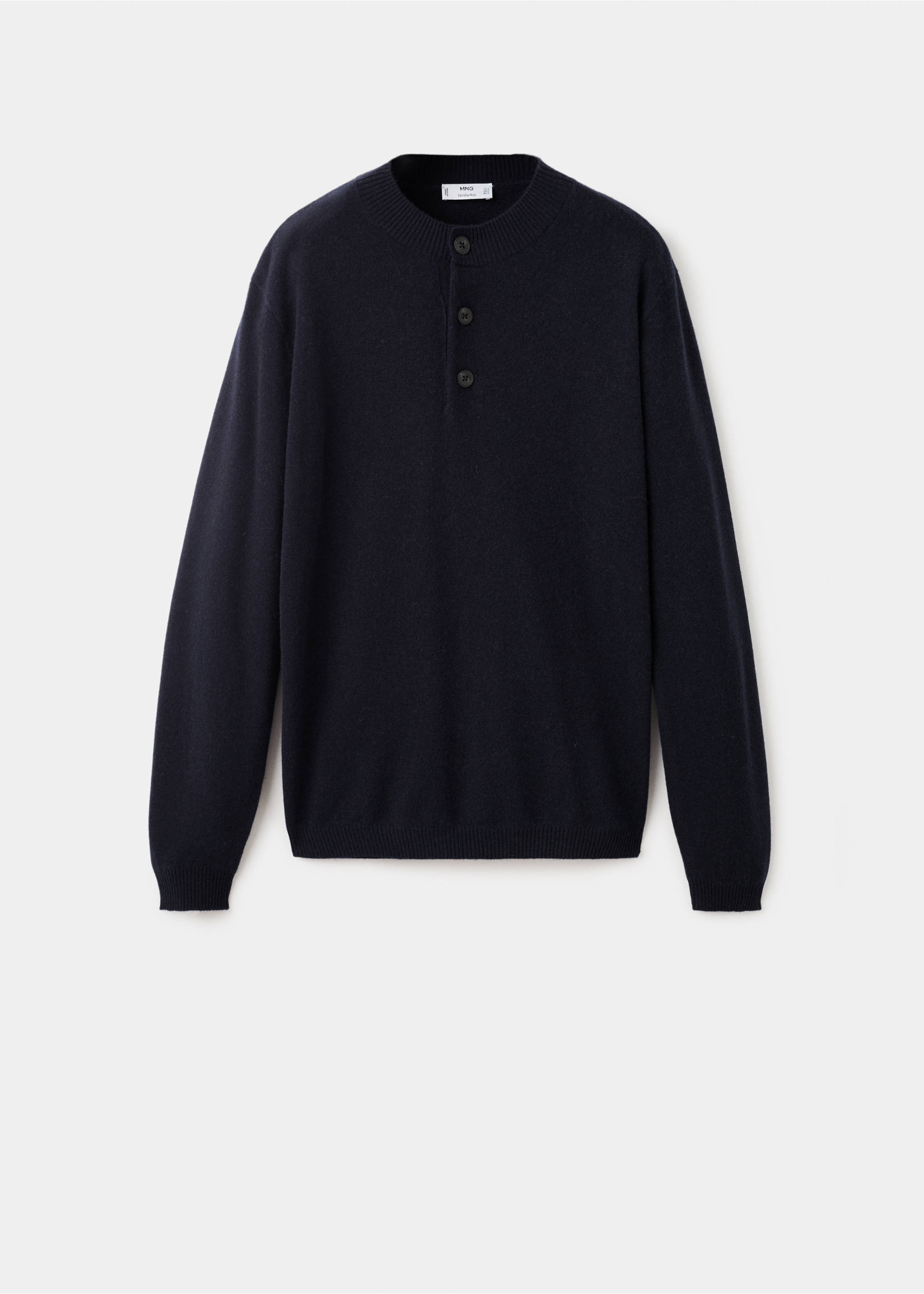 100% extra-fine wool knitted sweater - Article without model, Navy. Ref: 17017905-00.