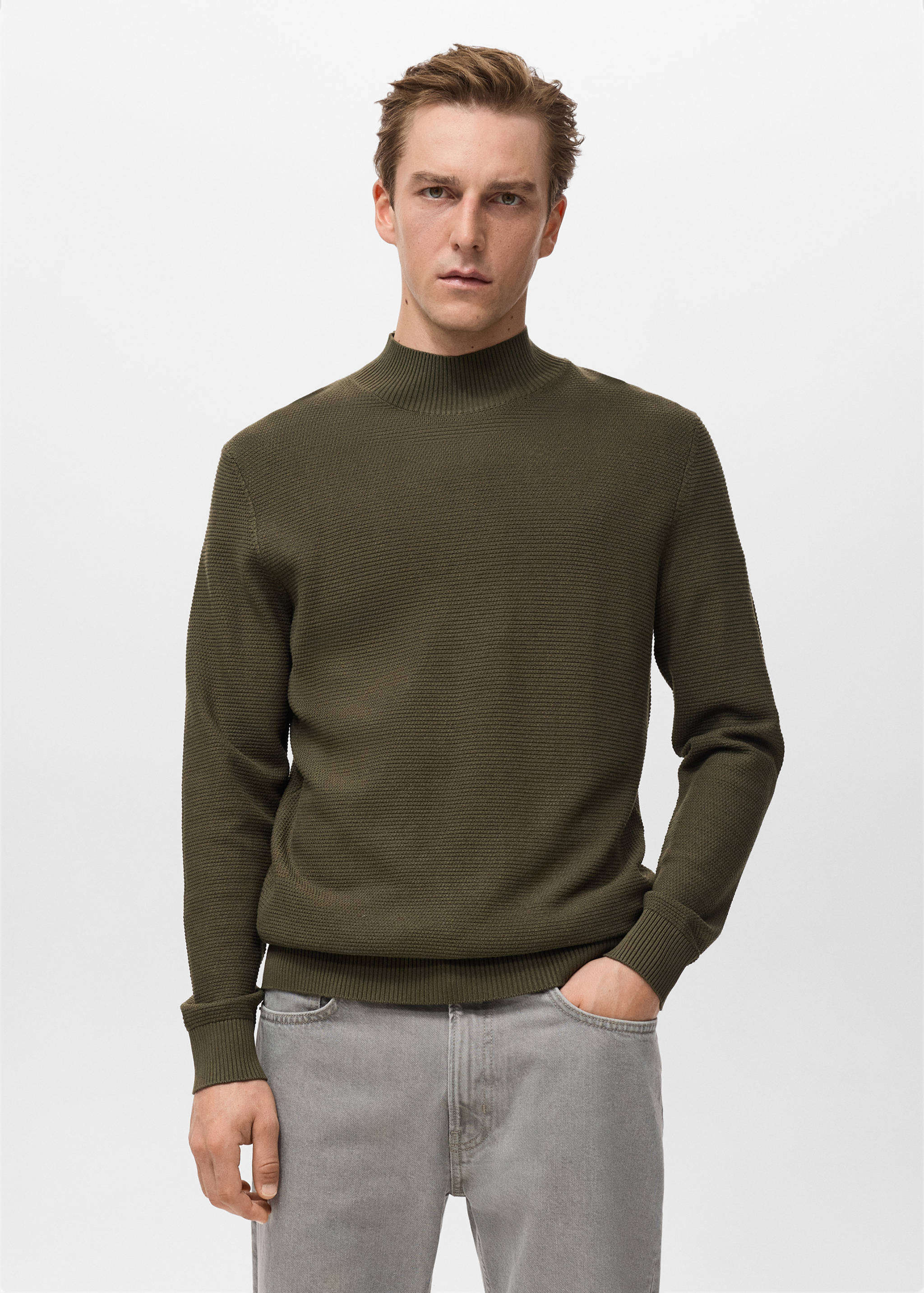 Structured perkins-neck sweater - Medium plane
