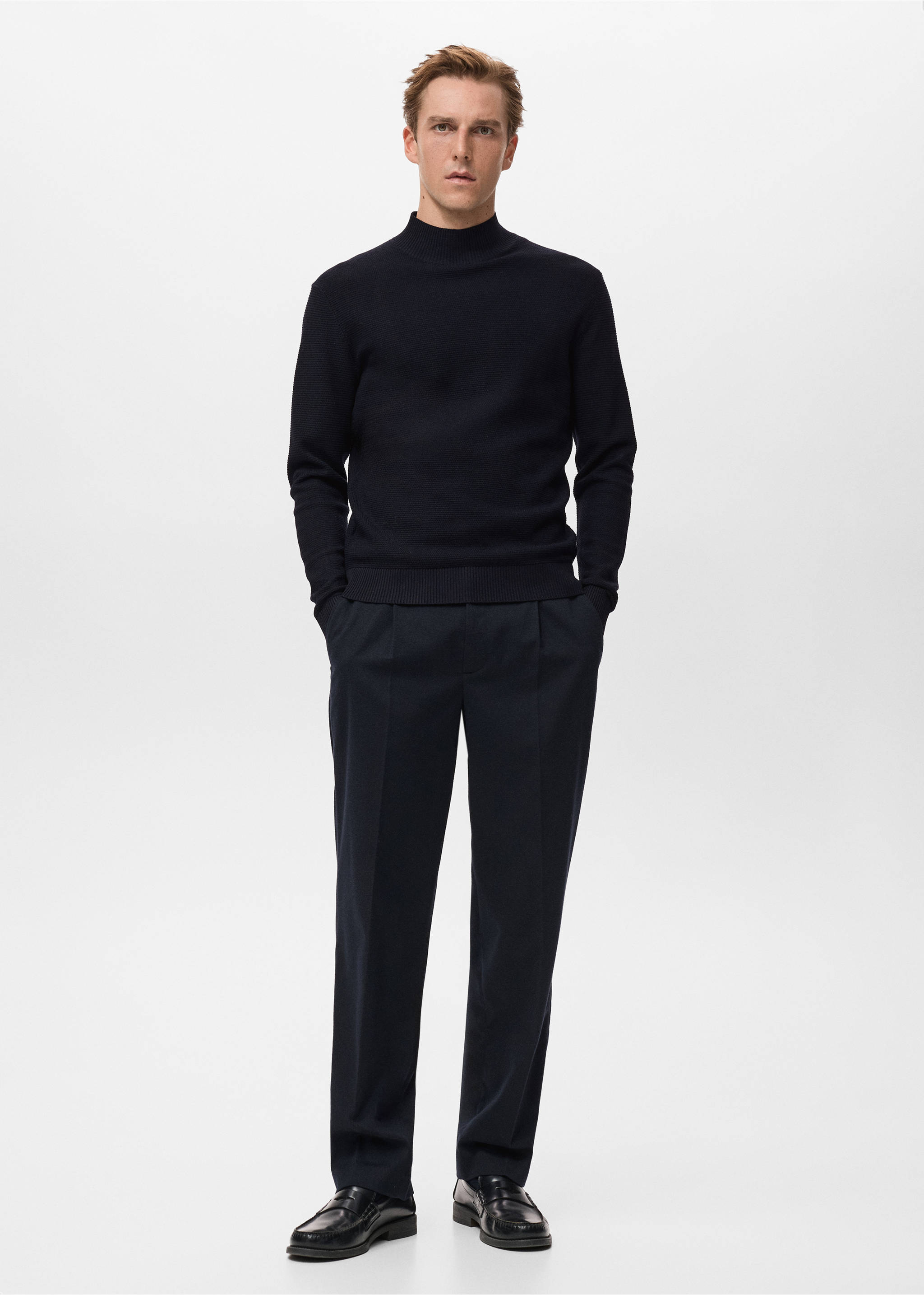 Structured perkins-neck sweater - General plane, Navy. Ref: 17017906-00.