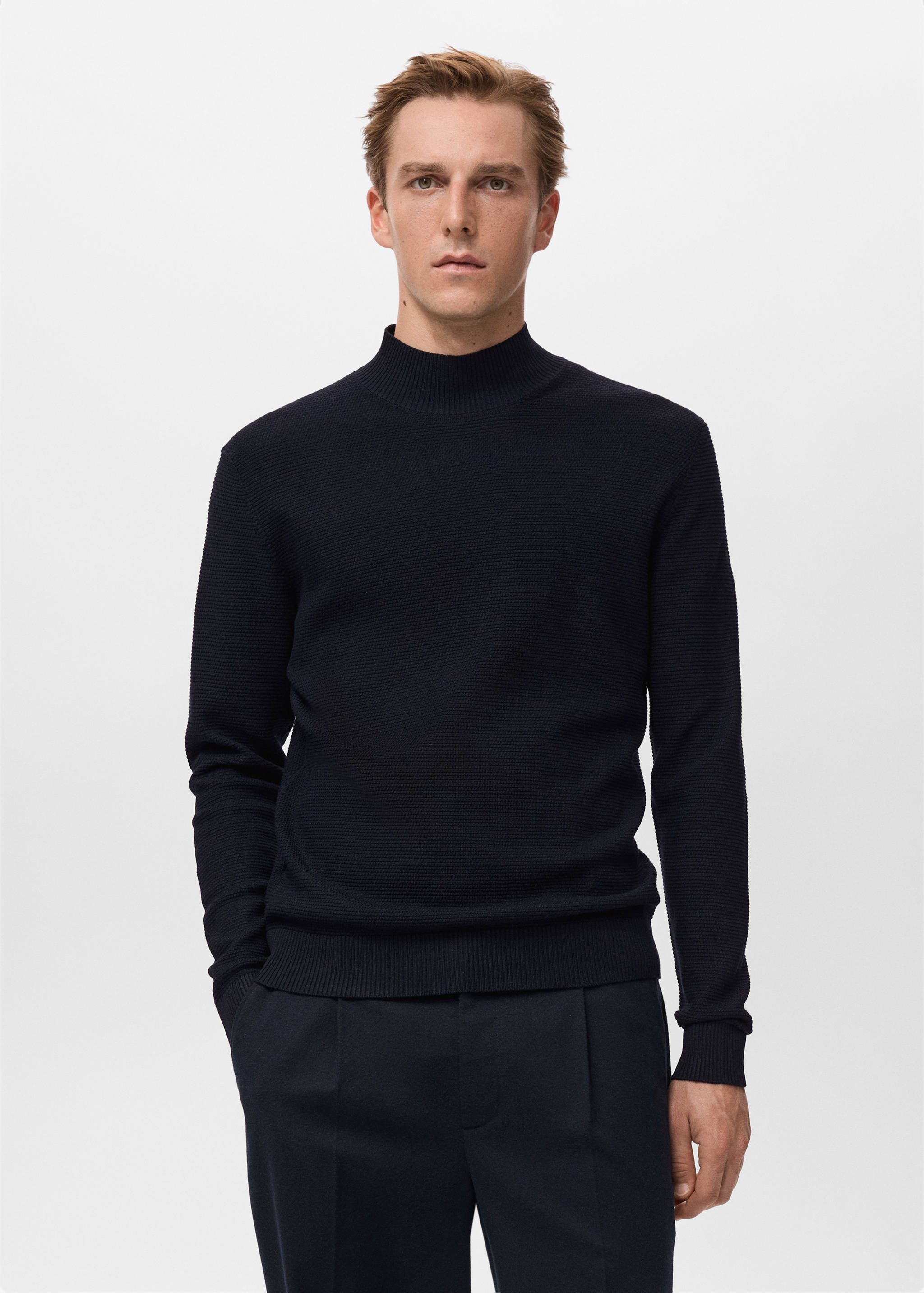 Structured perkins-neck sweater - Medium plane
