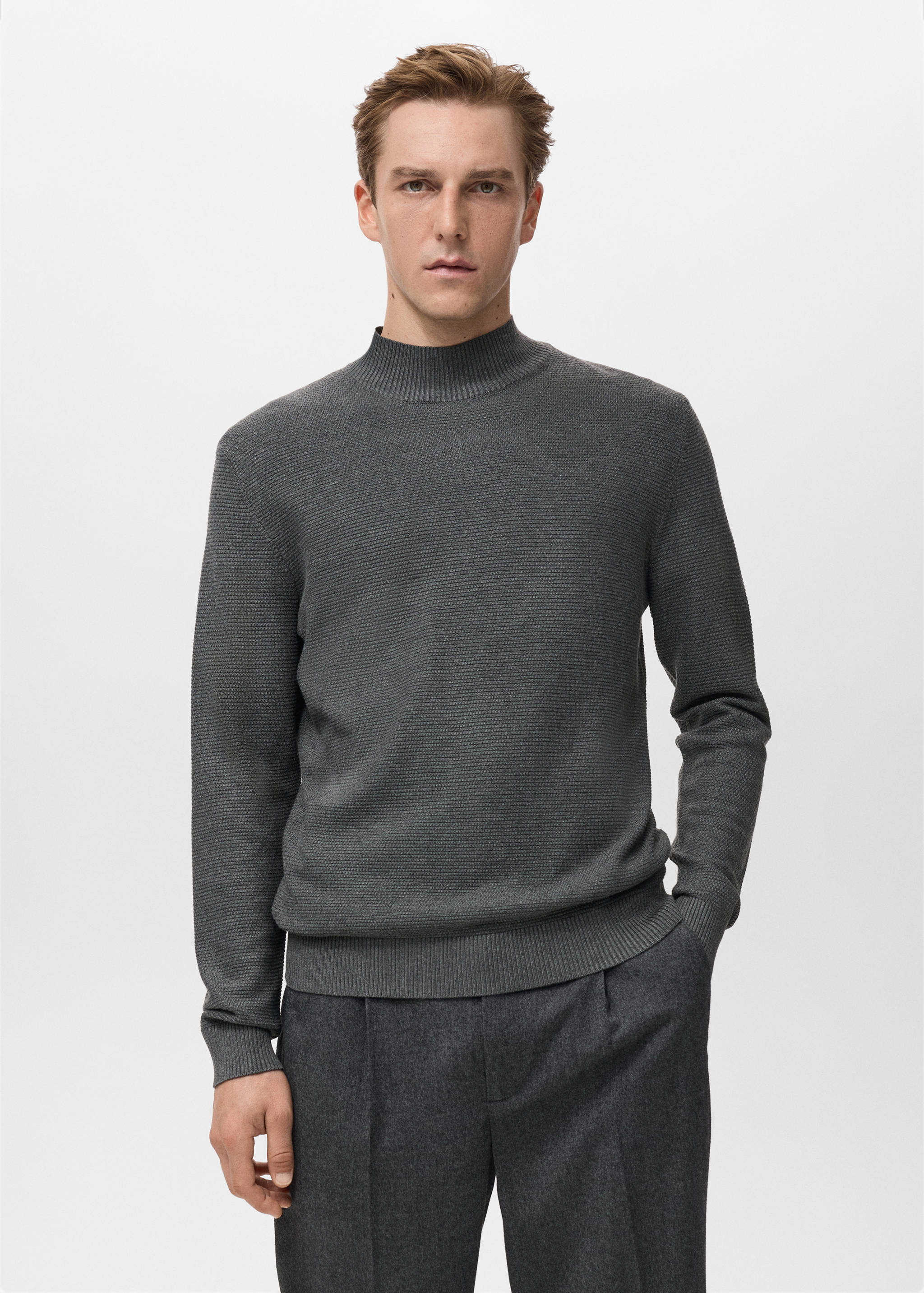 Structured perkins-neck sweater - Medium plane