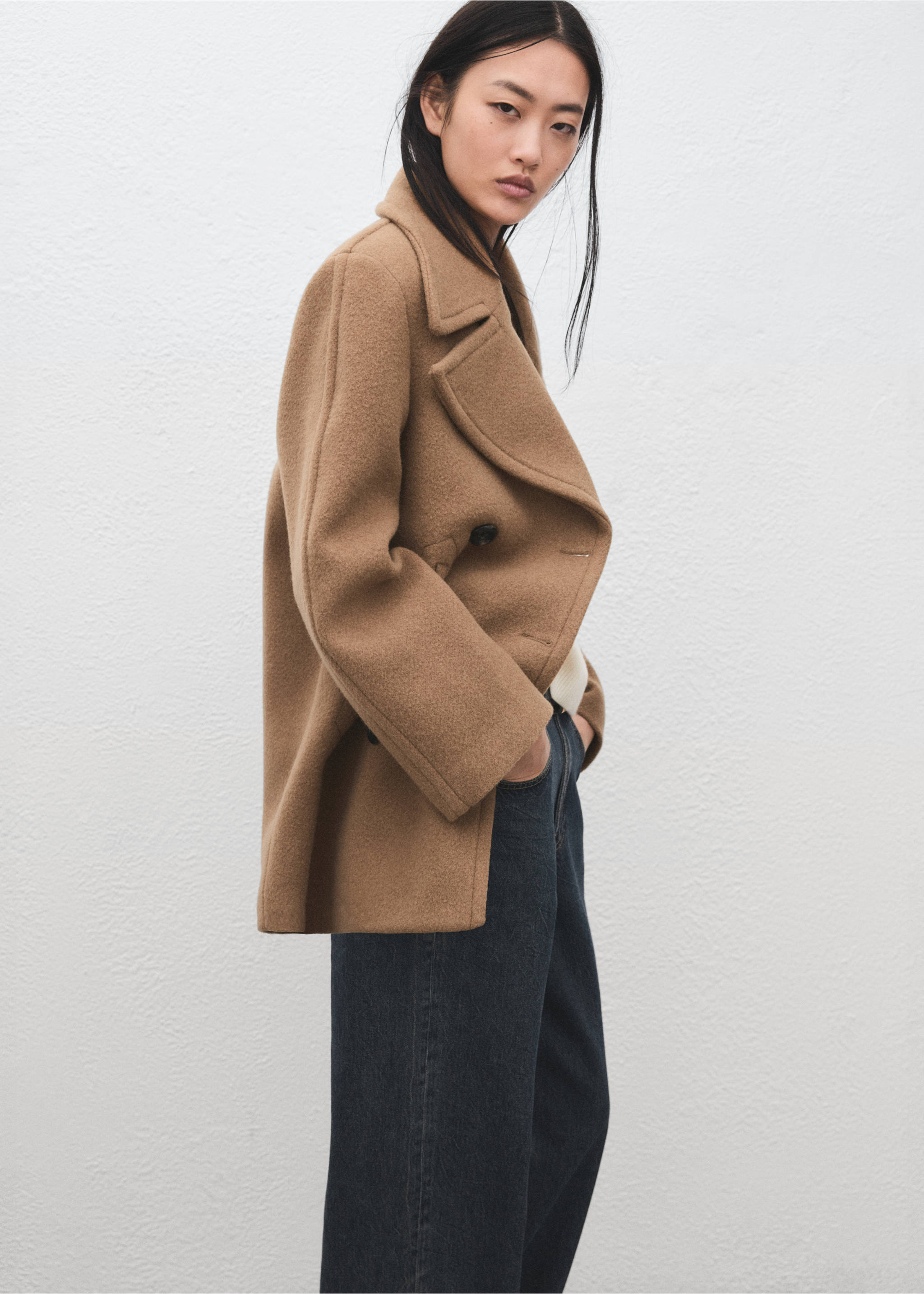Manteco wool double-breasted coat - Details of the article 2, Medium Brown. Ref: 17017912-00.