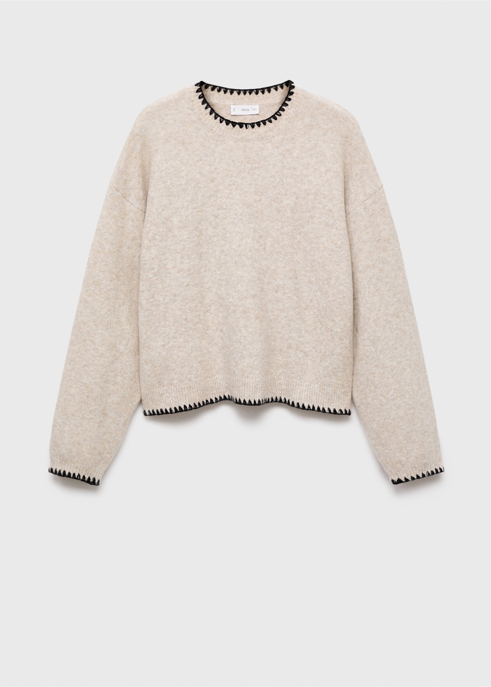 Knit embroidered sweater - Article without model, Sand. Ref: 17018268-00.