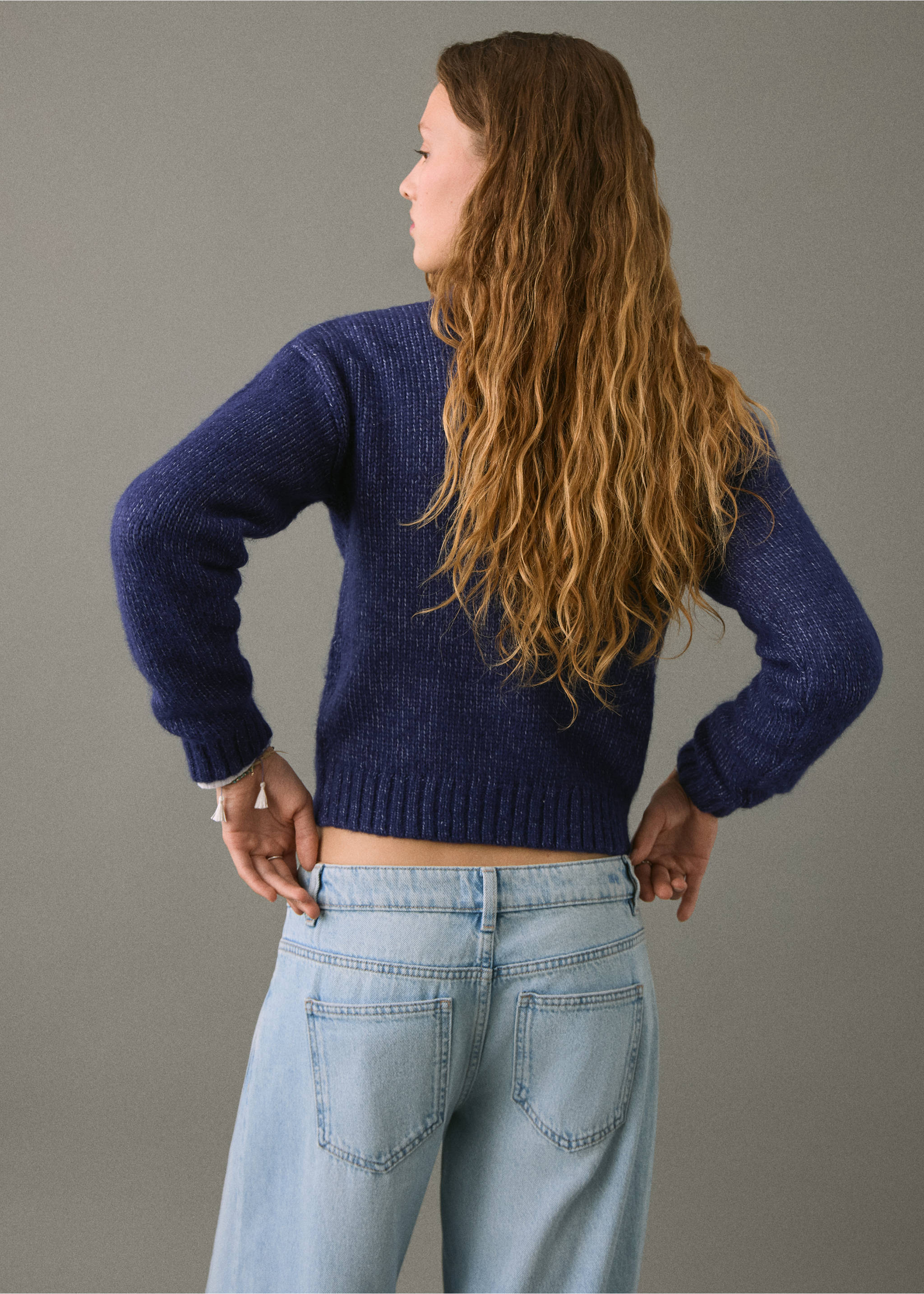 Knit embroidered sweater - Reverse of the article, Blue. Ref: 17018270-00.
