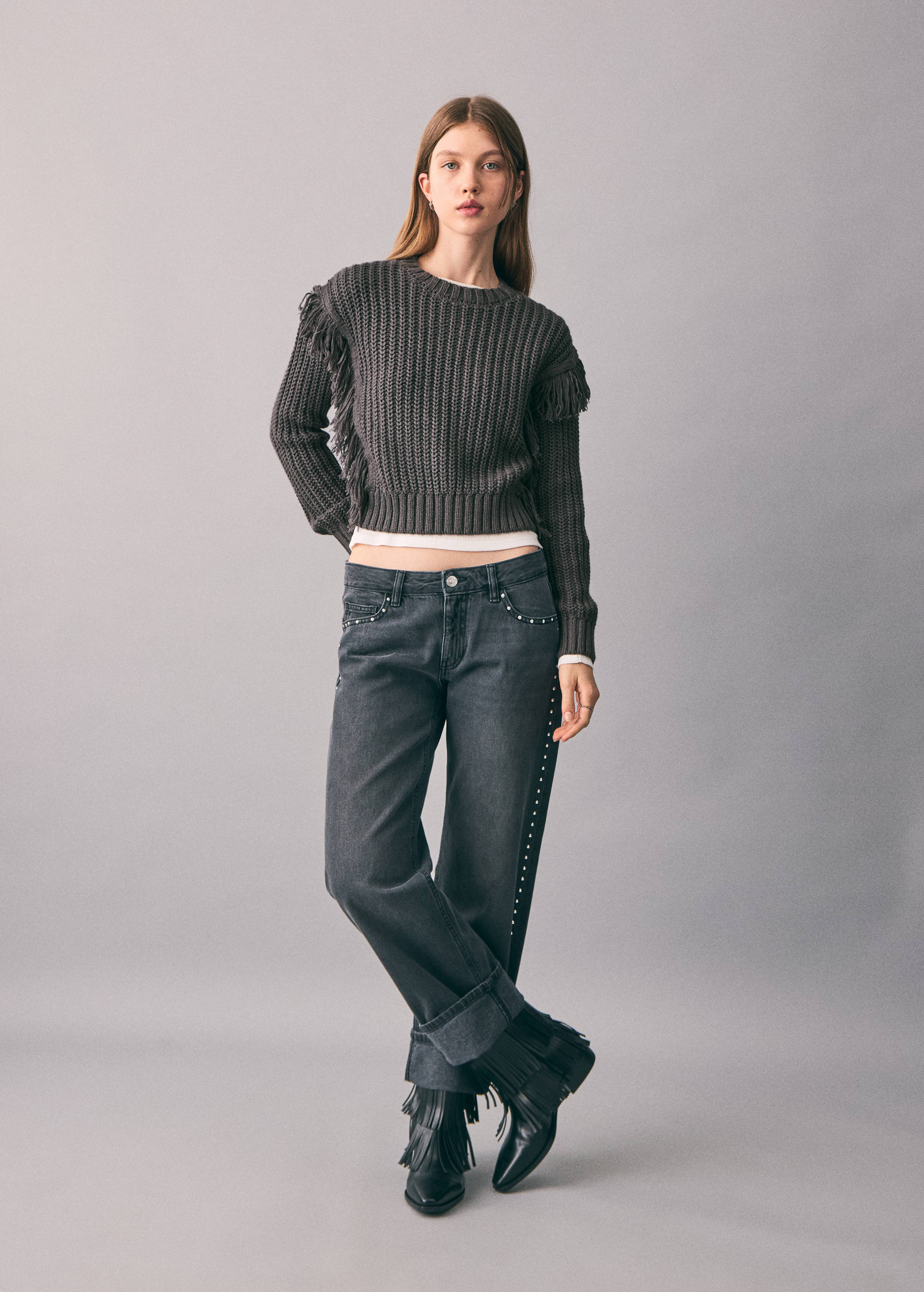 Pull-over maille franges - Plan général