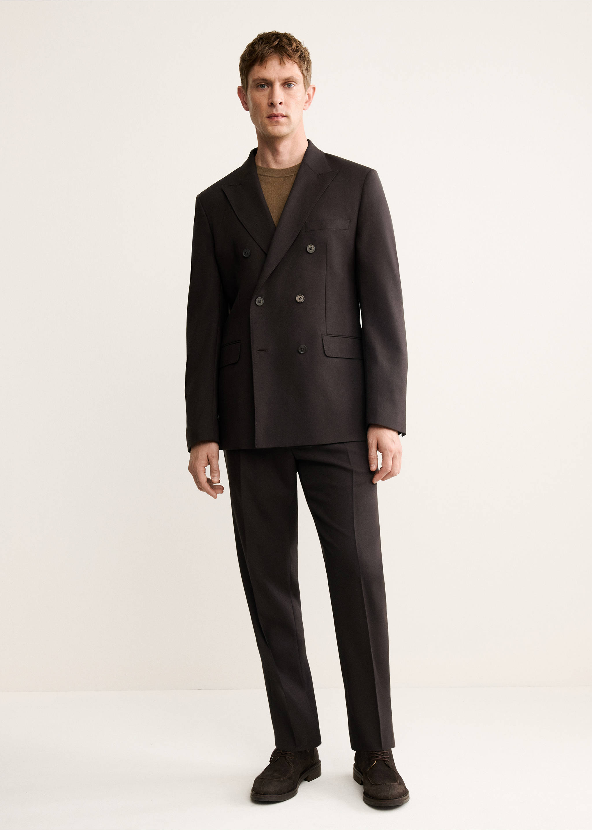 100% Italian wool smart trousers - General plane, Brown. Ref: 17018274-00.