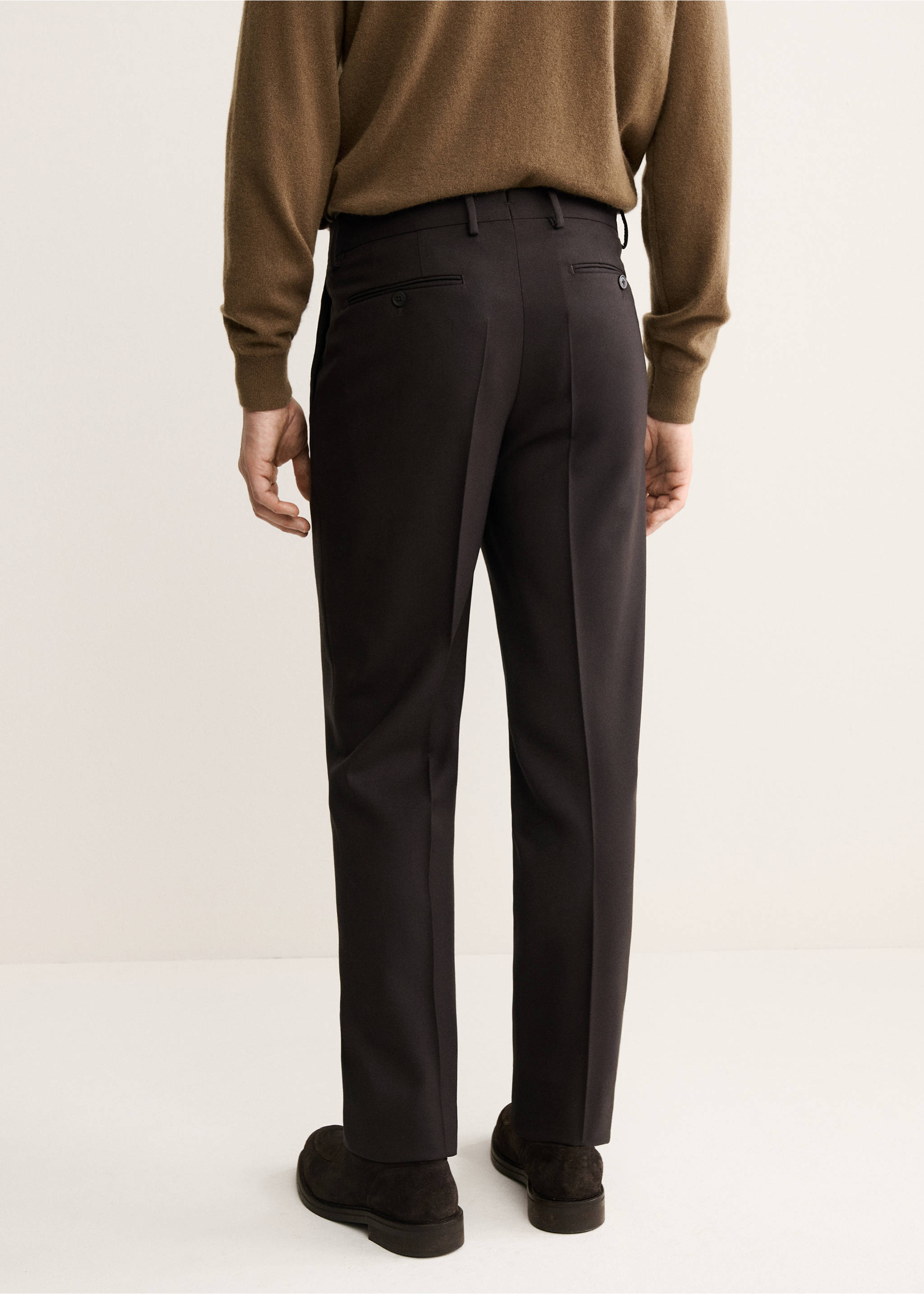 100% Italian wool smart trousers - Reverse of the article, Brown. Ref: 17018274-00.