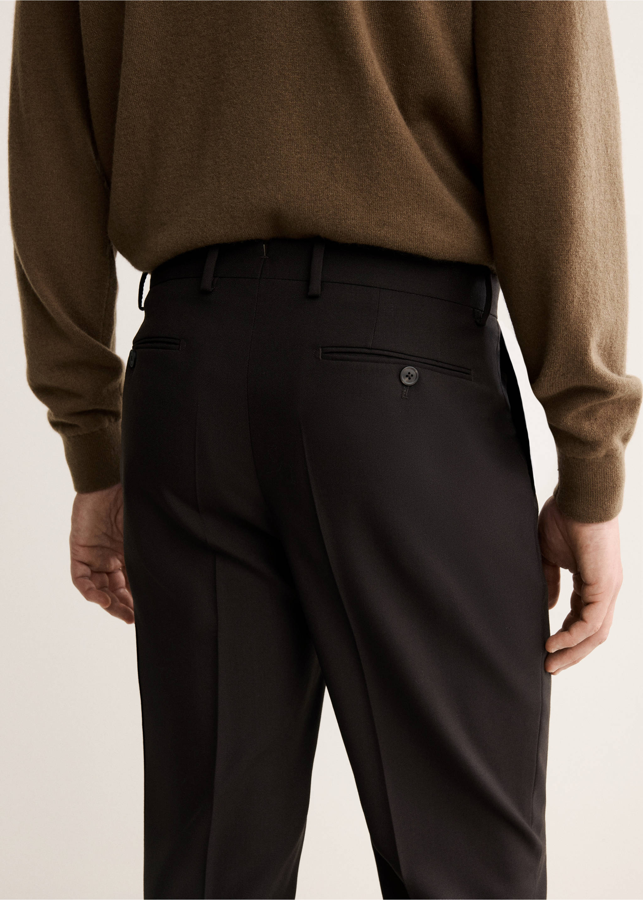 100% Italian wool smart trousers - Details of the article 3, Brown. Ref: 17018274-00.