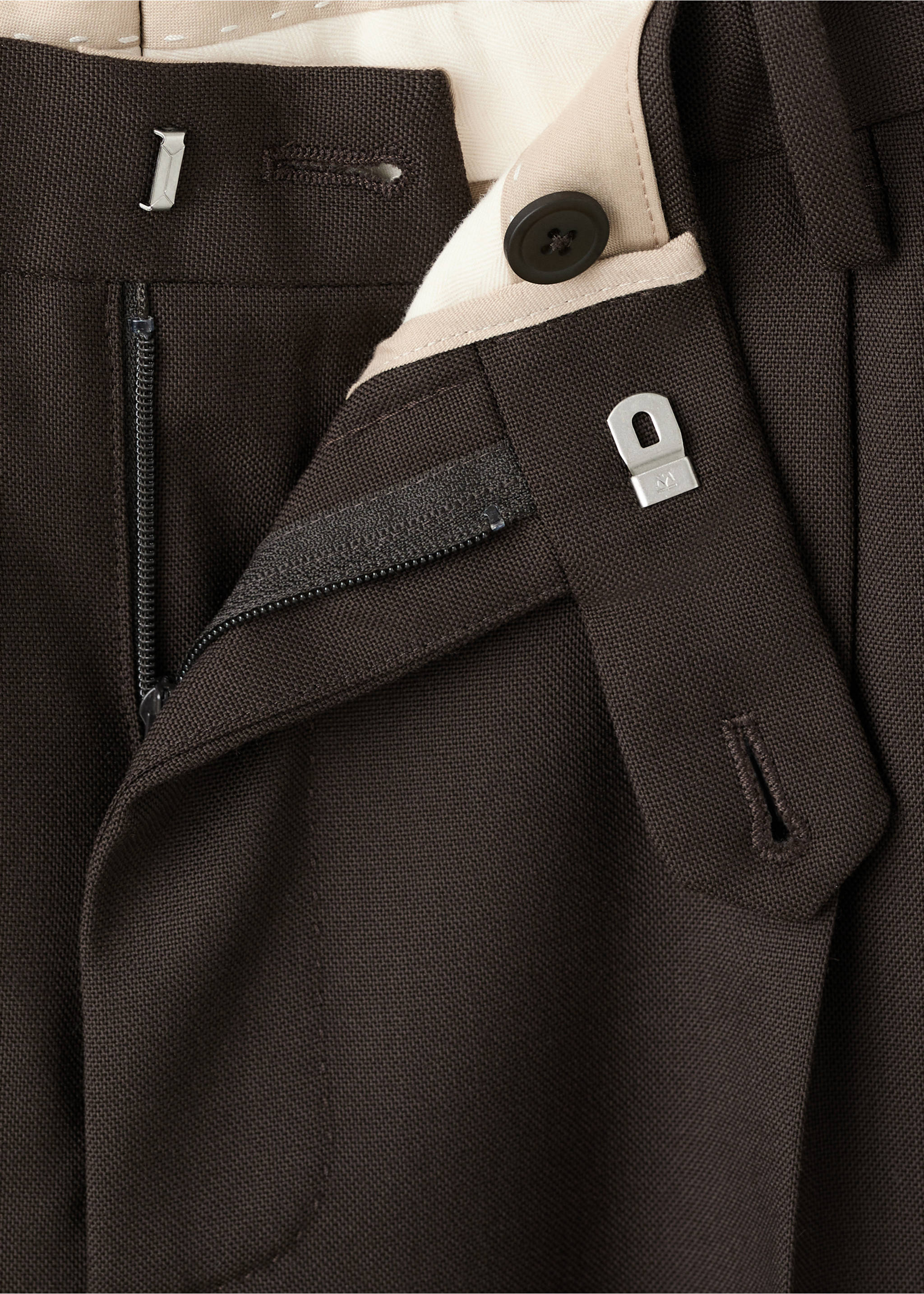 100% Italian wool smart trousers - Details of the article 8, Brown. Ref: 17018274-00.