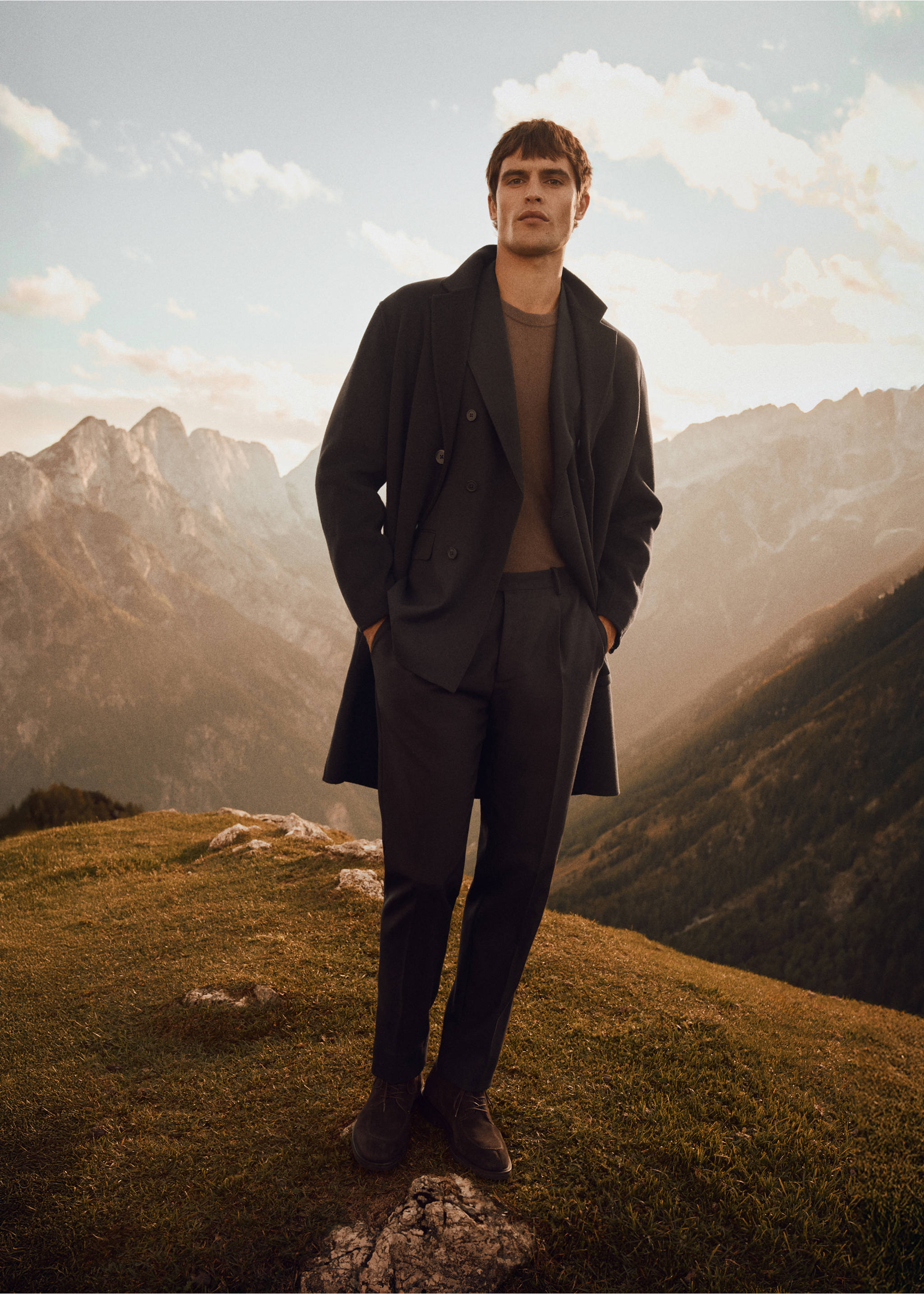 100% Italian wool smart trousers - Details of the article 5, Brown. Ref: 17018274-00.