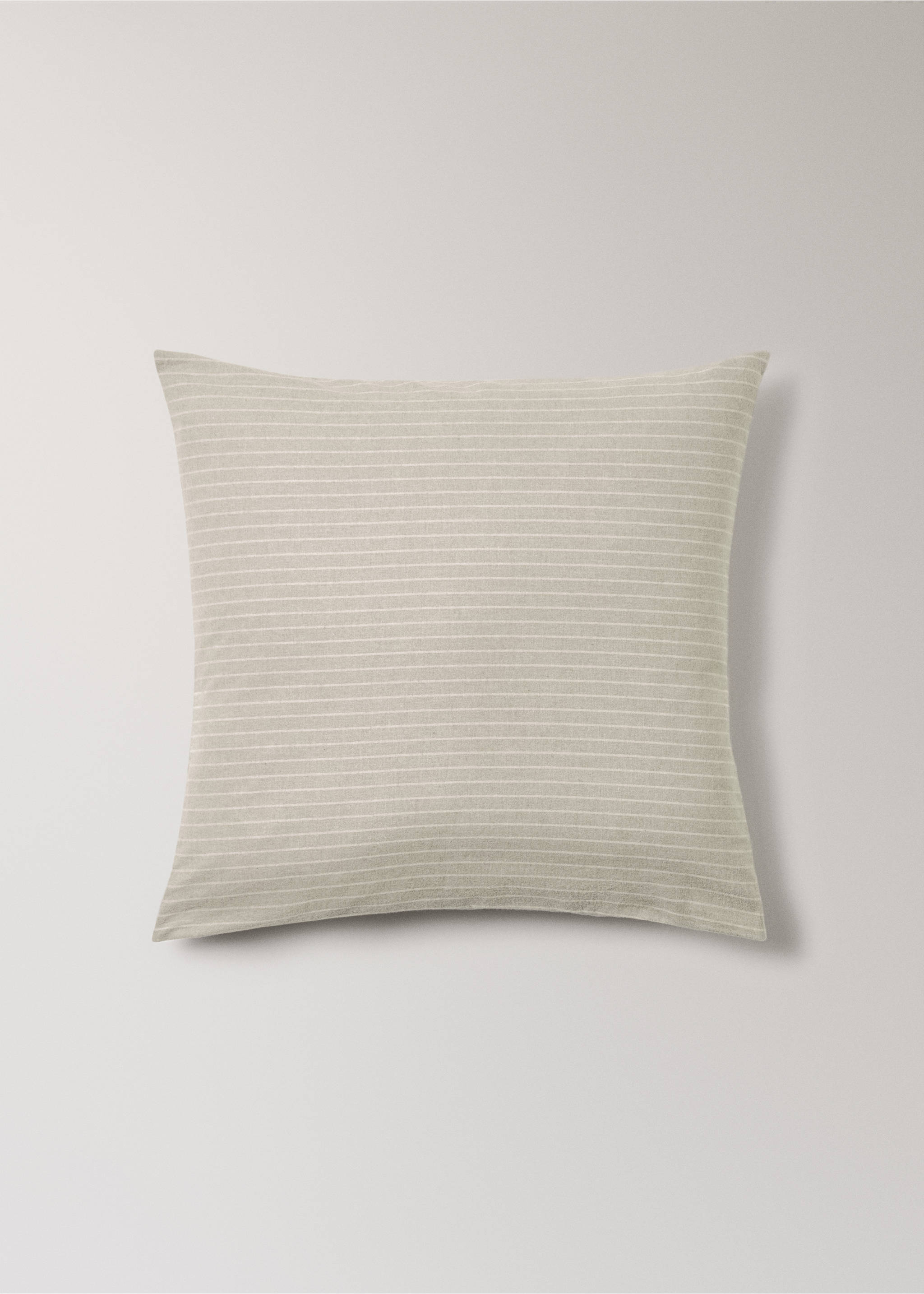 Kissenbezug aus Baumwollflanell mit Melange-Garn und feinen Streifen, 60x60cm - Artikel ohne Model, Beige. Ref: 17018283-00.