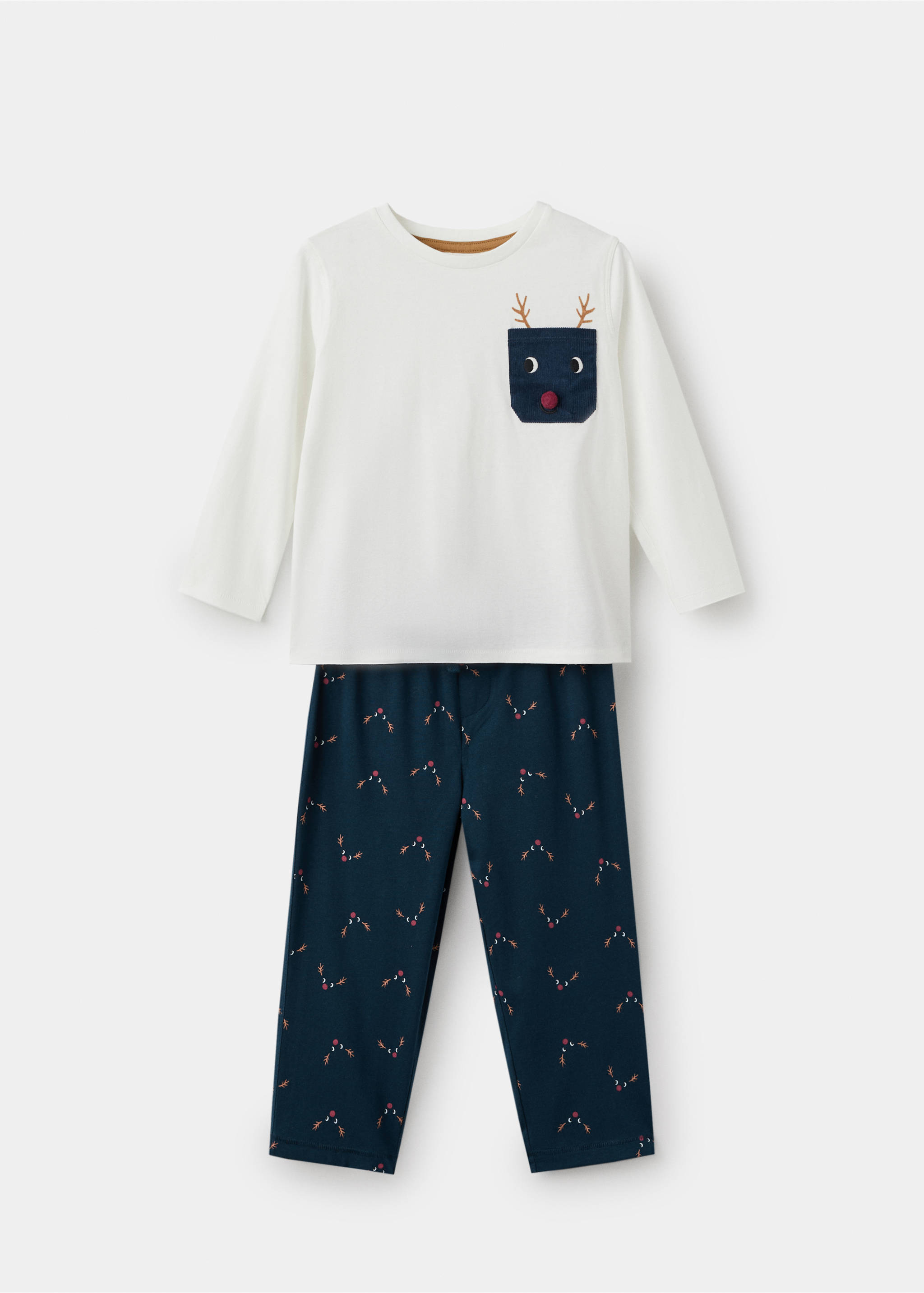 Langer Pyjama mit Weihnachtsmotiv - Artikel ohne Model, Marineblau. Ref: 17018639-00.
