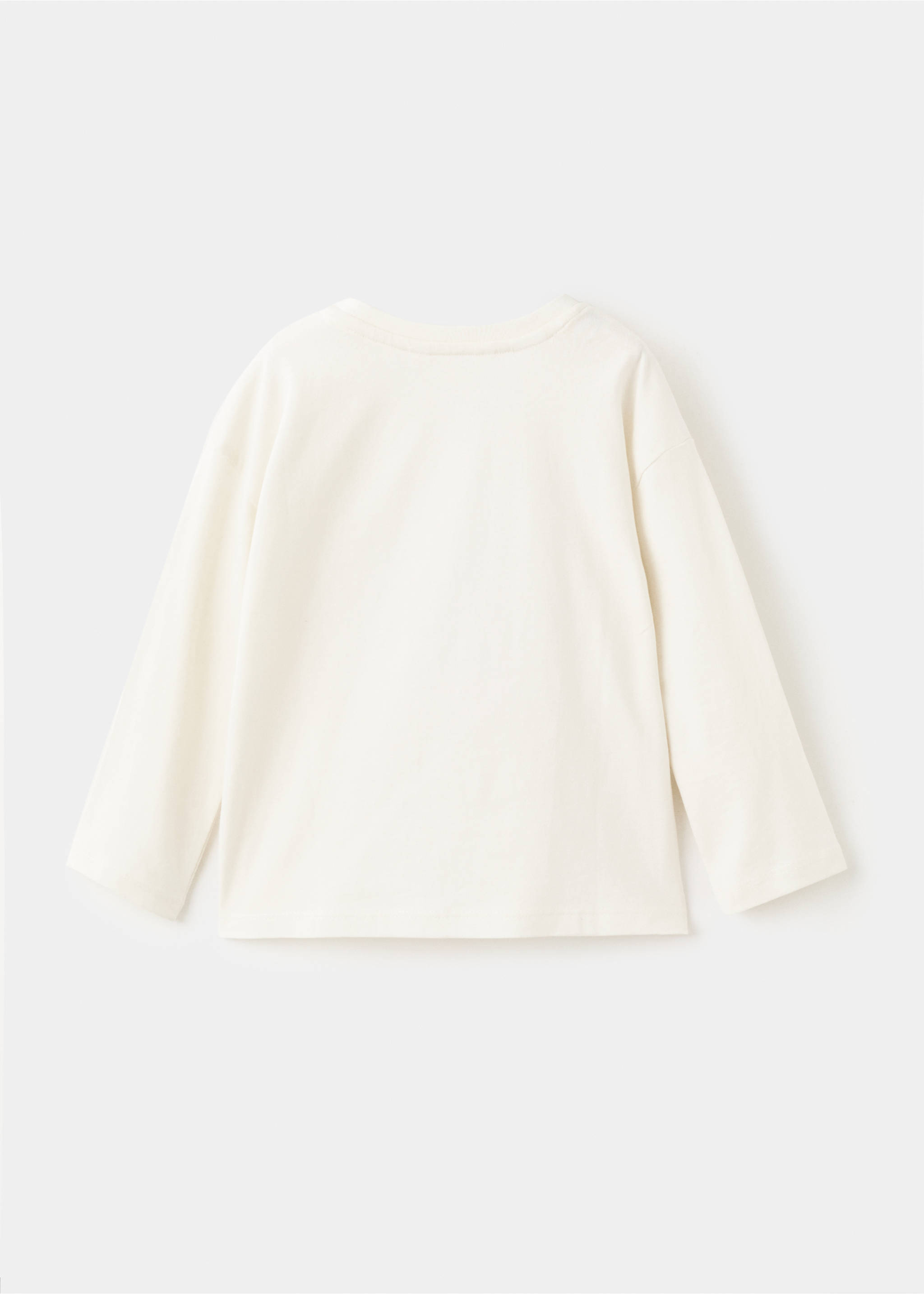 T-shirt coton avec broderie ours - Verso de l’article, Écru. Ref: 17019098-00.
