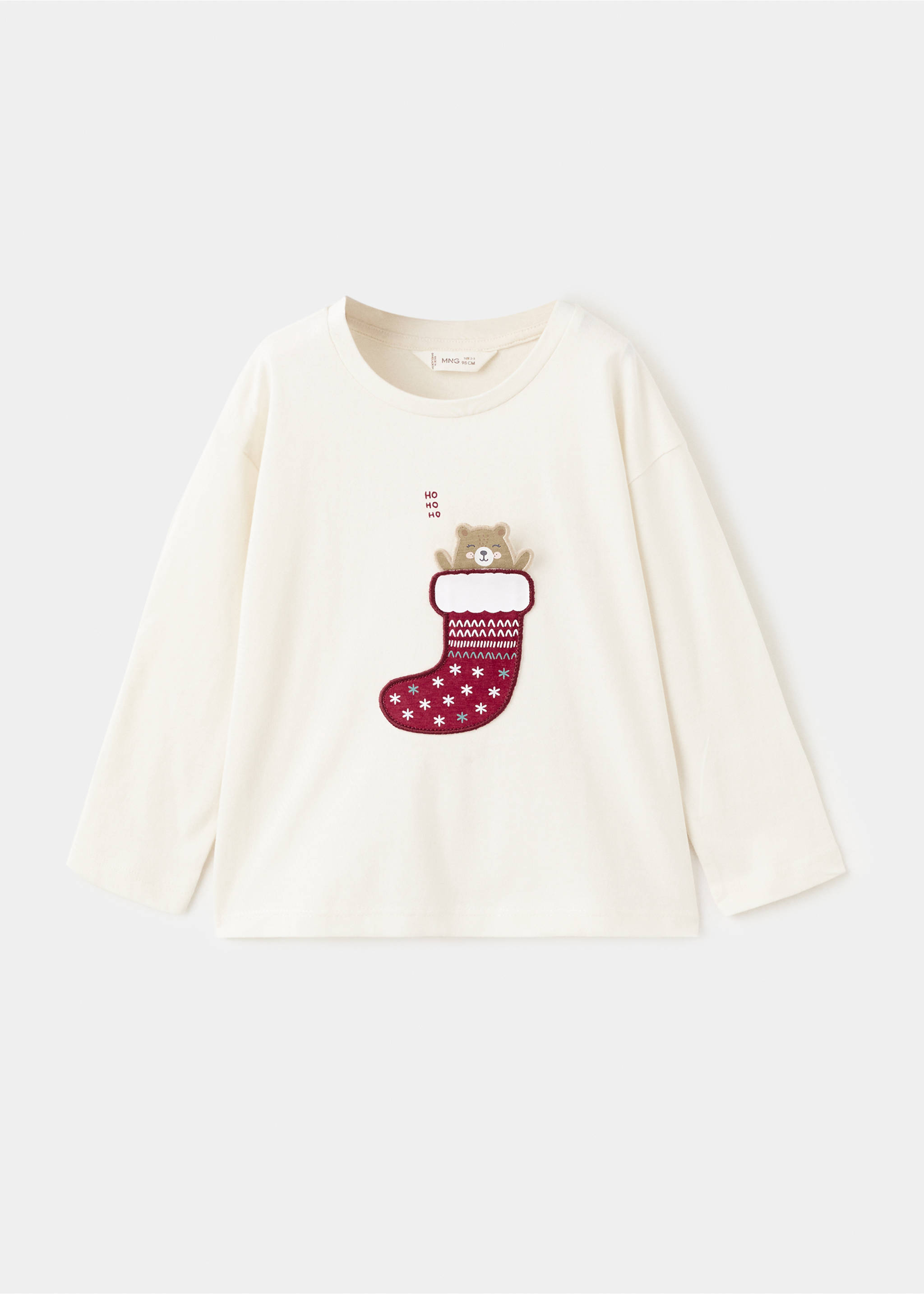 T-shirt coton avec broderie ours - Article sans modèle, Écru. Ref: 17019098-00.
