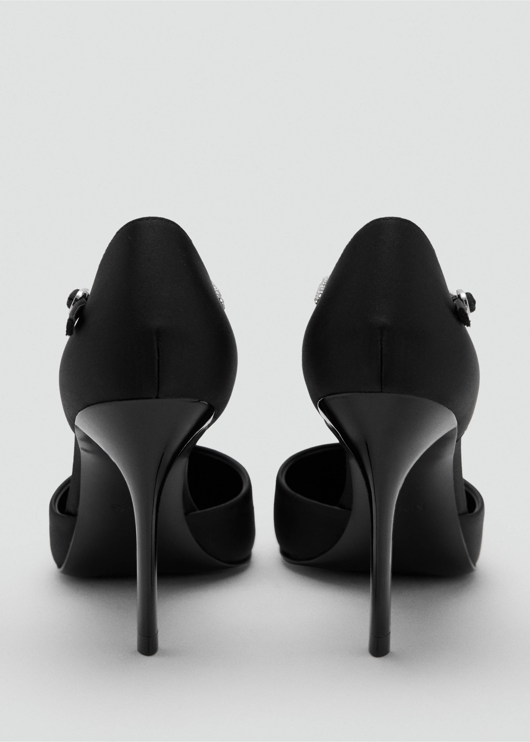 Strappy heeled shoes with rhinestones - Details of the article 2, Black. Ref: 17019101-00.