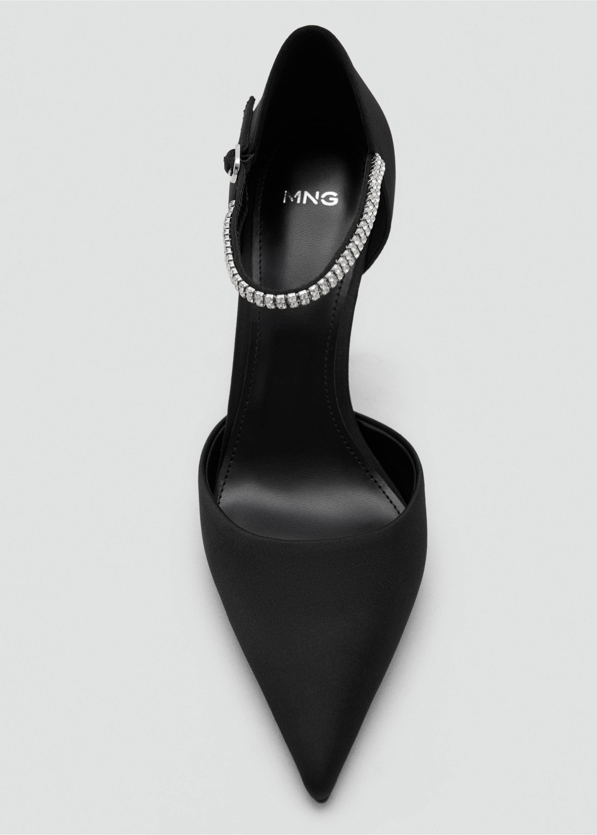 Strappy heeled shoes with rhinestones - Details of the article 3, Black. Ref: 17019101-00.