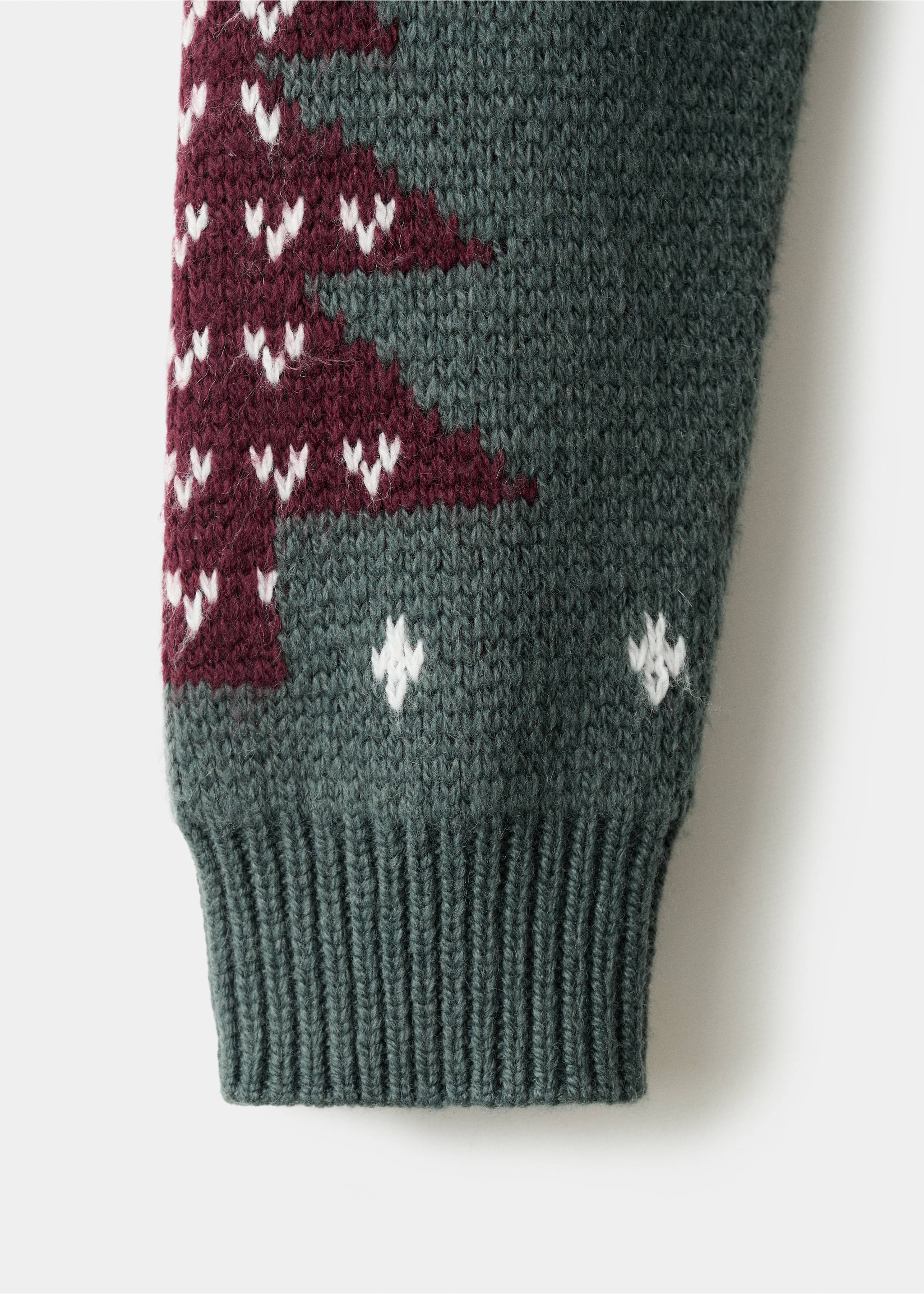 Christmas-print knitted sweater - Details of the article 8, Forest Green. Ref: 17019106-00.