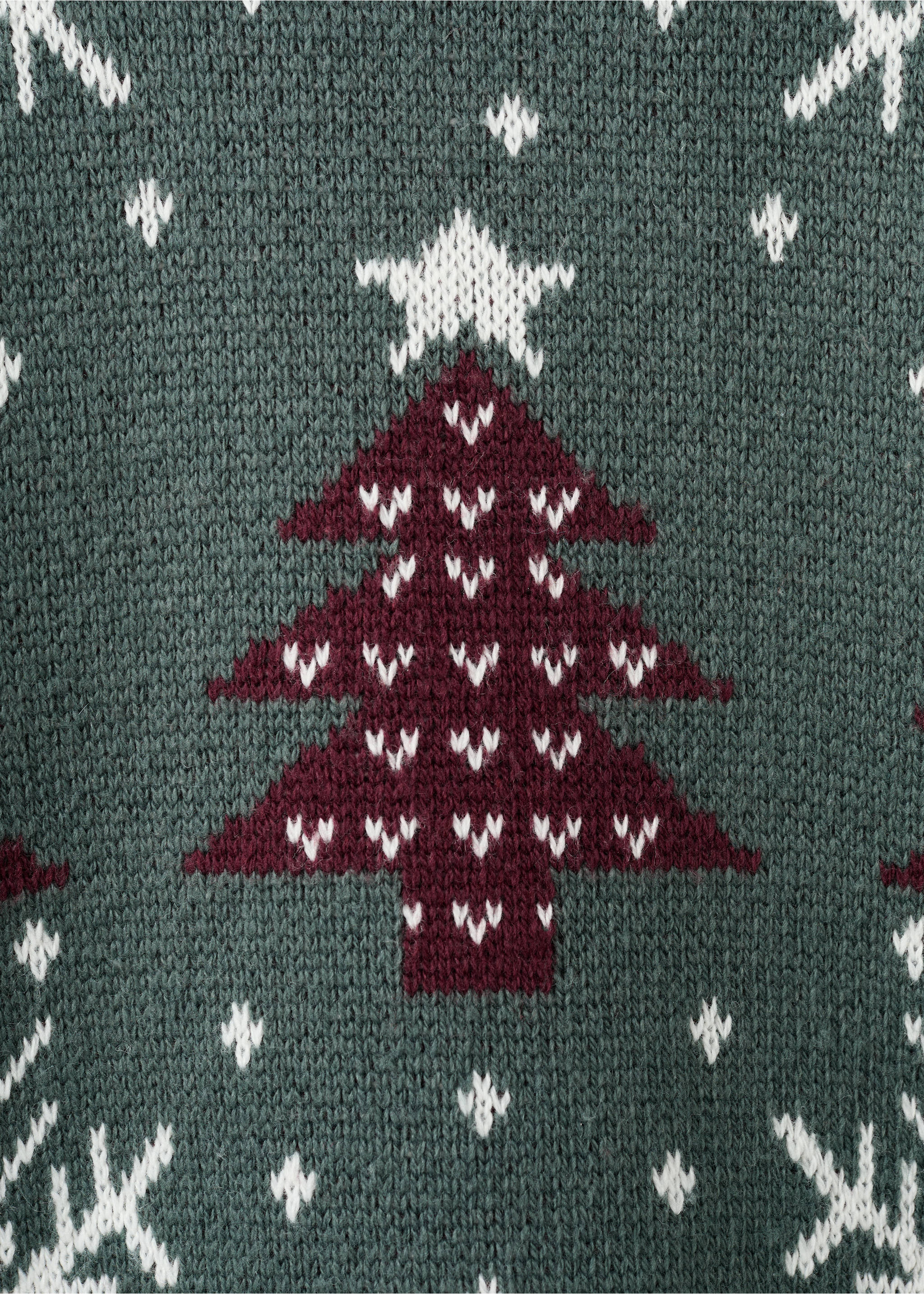 Christmas-print knitted sweater - Details of the article 0, Forest Green. Ref: 17019106-00.
