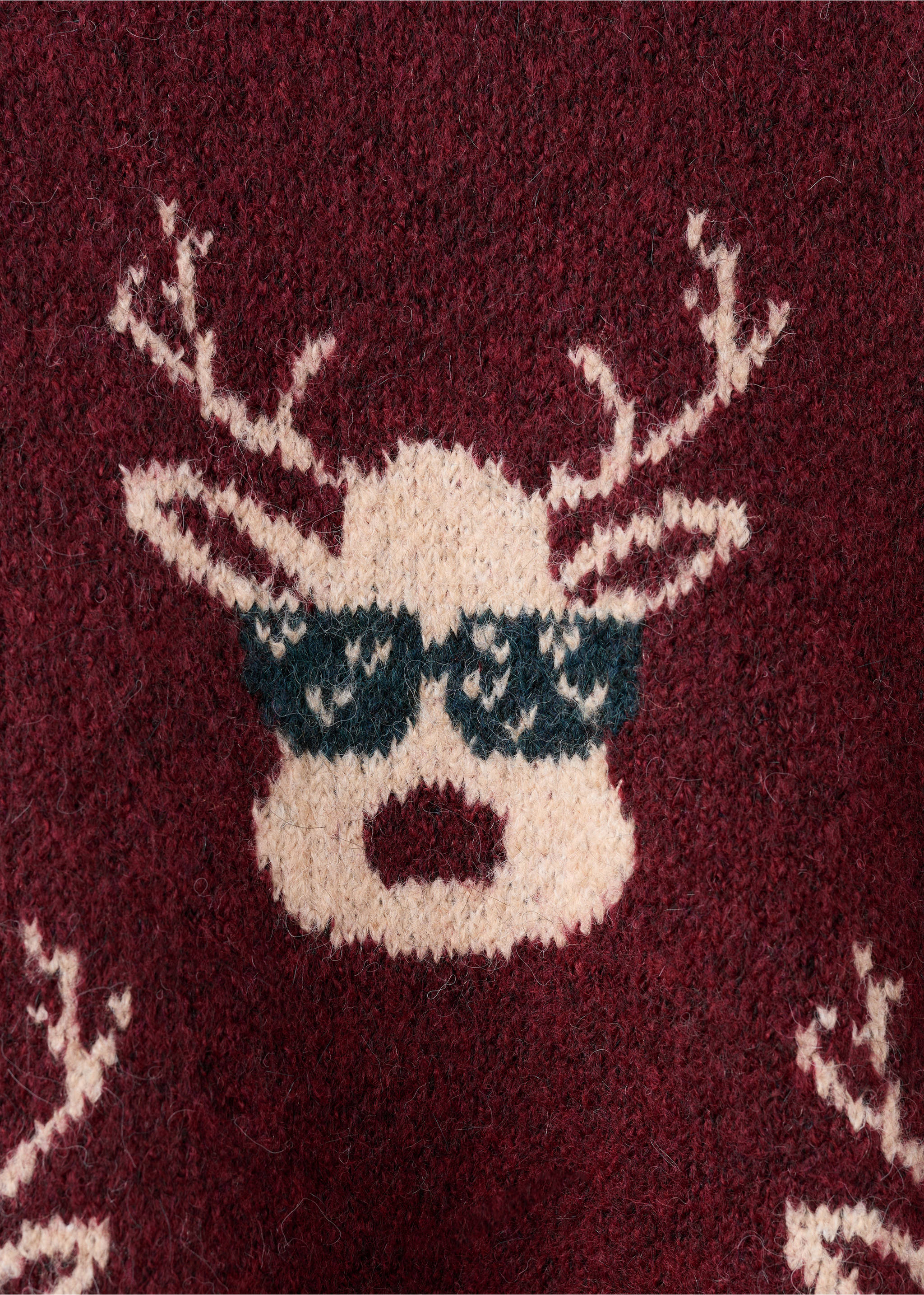 Christmas-print knitted sweater - Details of the article 8, Maroon. Ref: 17019107-00.