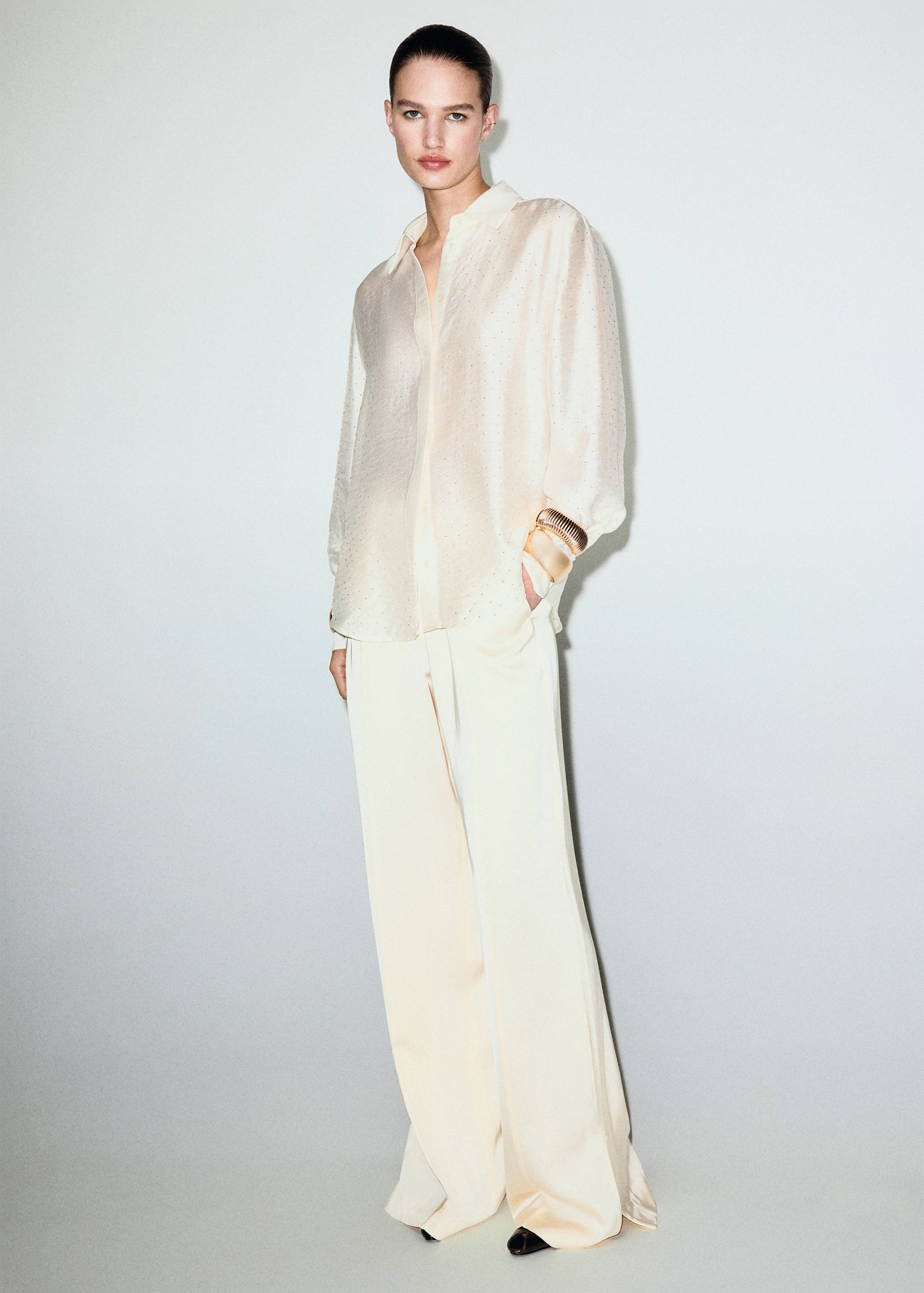 Satin shirt with rhinestones - General plane