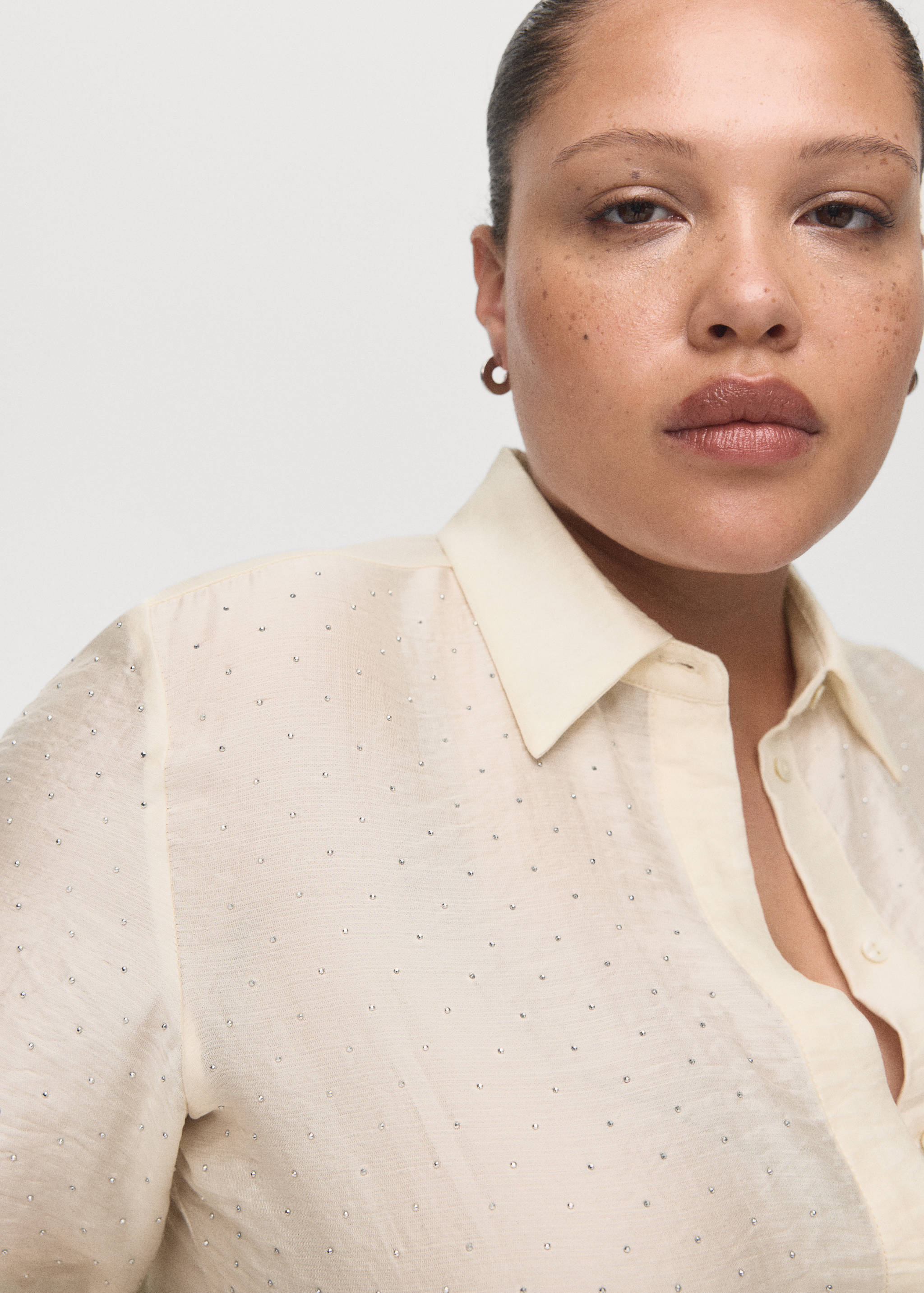 Satin shirt with rhinestones - Details of the article 4