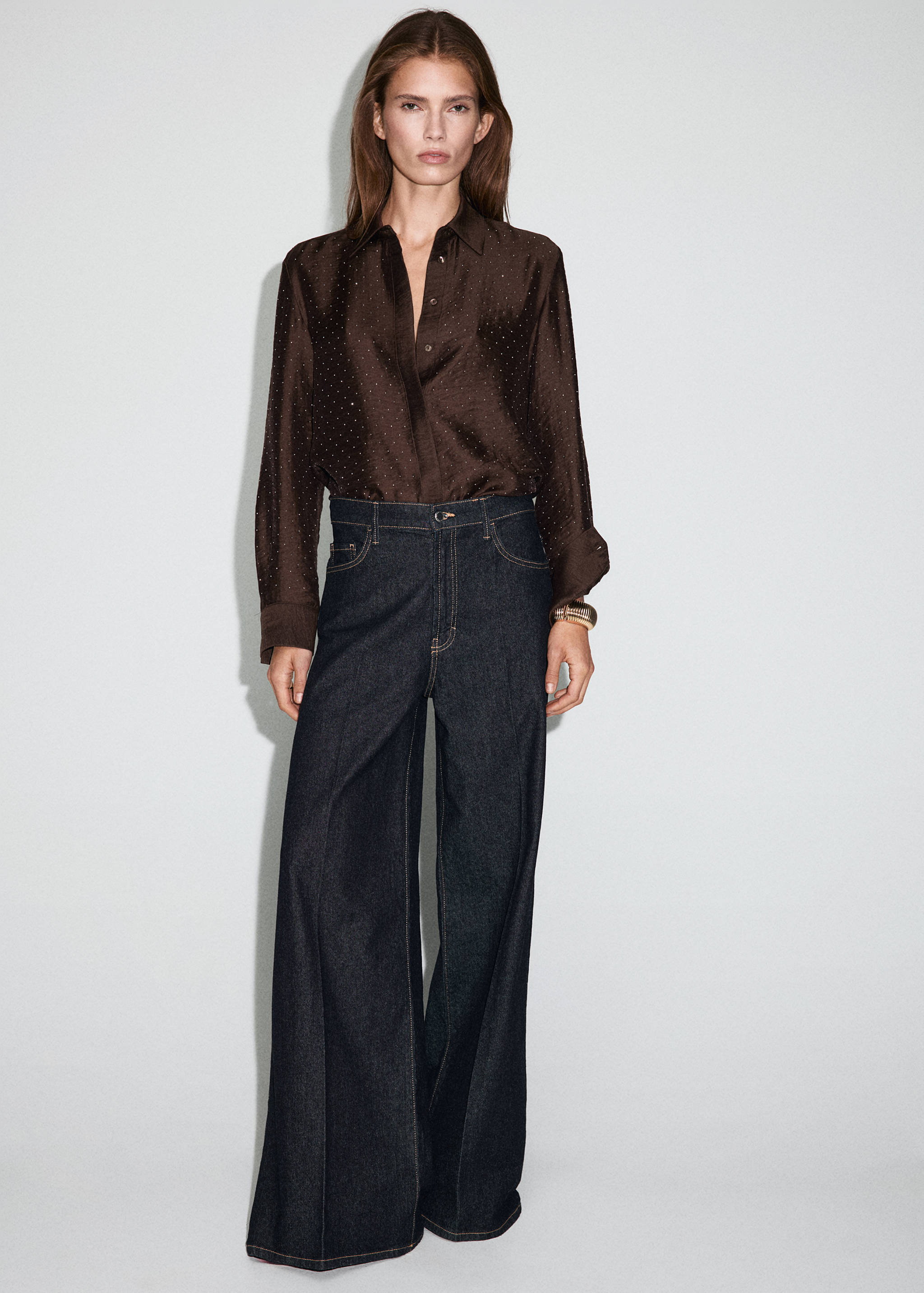 Satin shirt with rhinestones - General plane