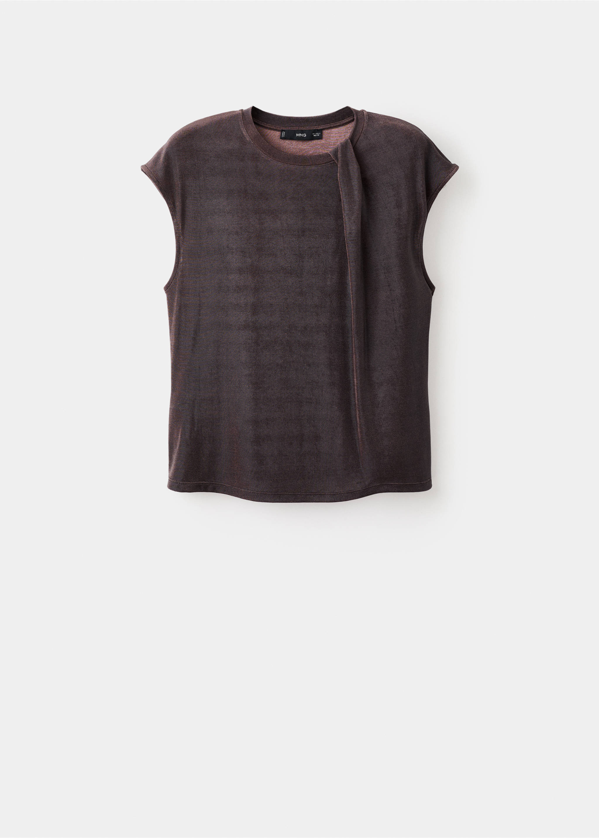 T-shirt lurex détail froncé - Article sans modèle, Marron. Ref: 17019115-00.