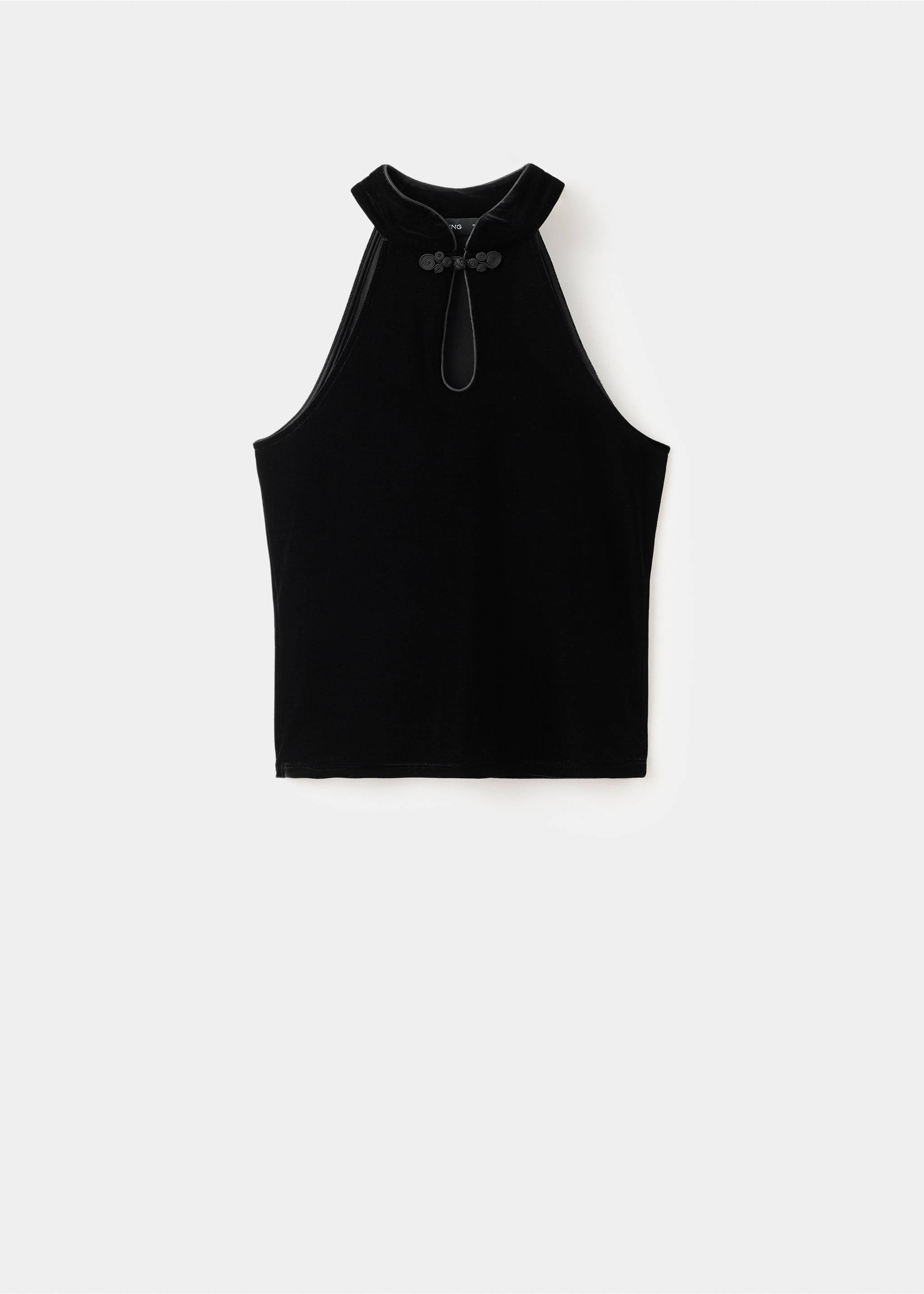 Halter-Samt-Top mit Knebelverschluss - Artikel ohne Model, Schwarz. Ref: 17019116-00.