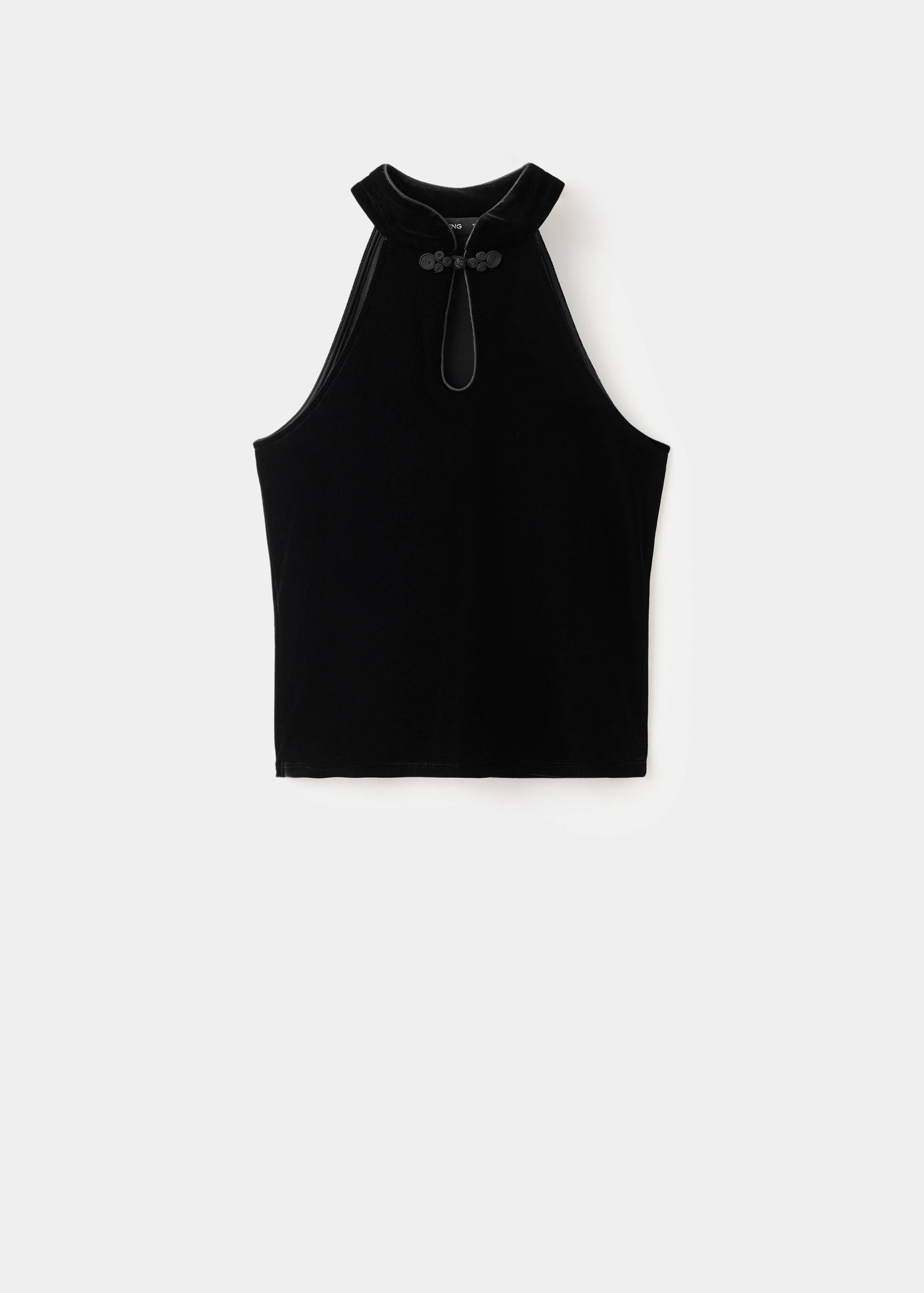 Halter-Samt-Top mit Knebelverschluss - Artikel ohne Model