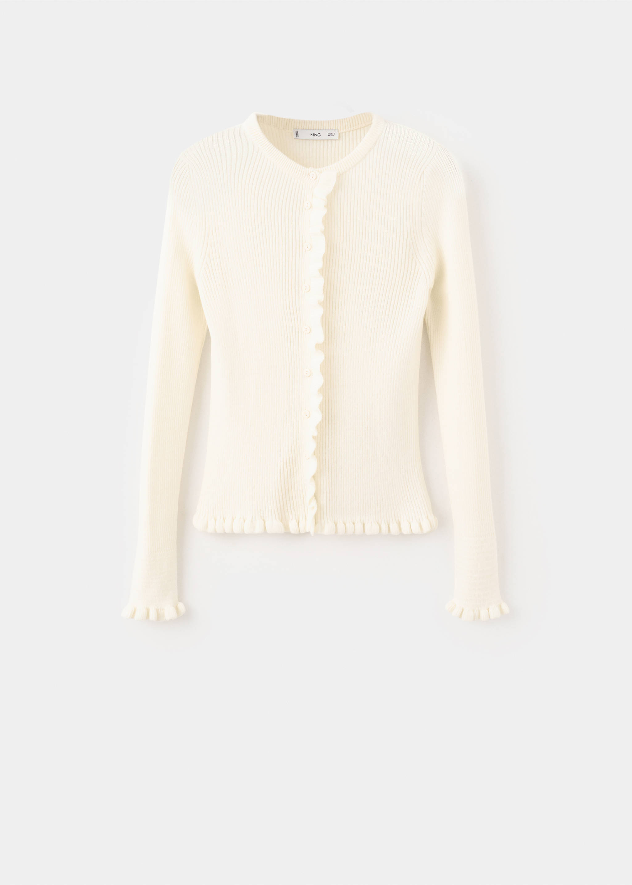 Scalloped edges cardigan - Article without model, Ecru. Ref: 17019122-00.