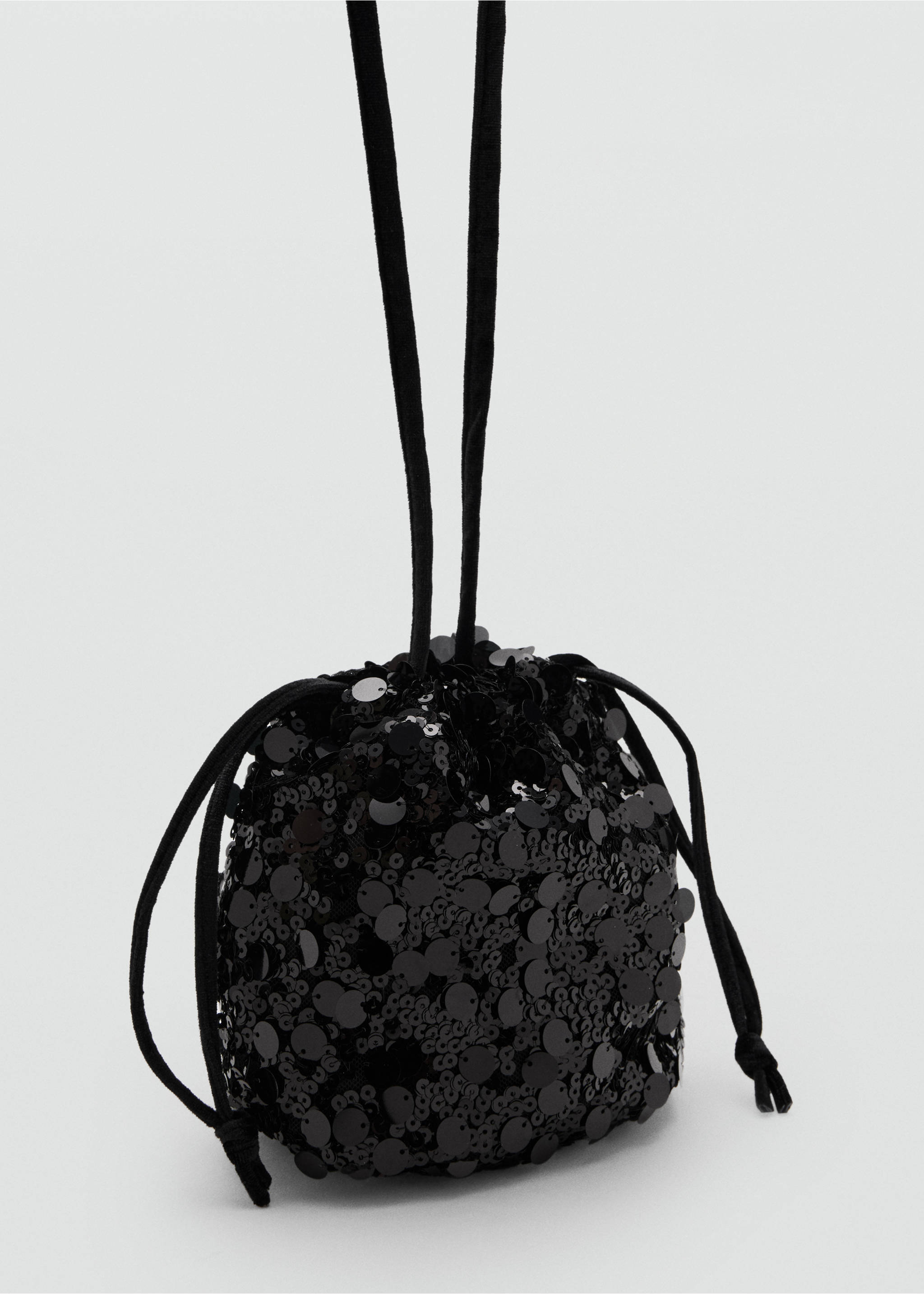 Mini handbag with sequins - Medium plane, Black. Ref: 17019210-00.