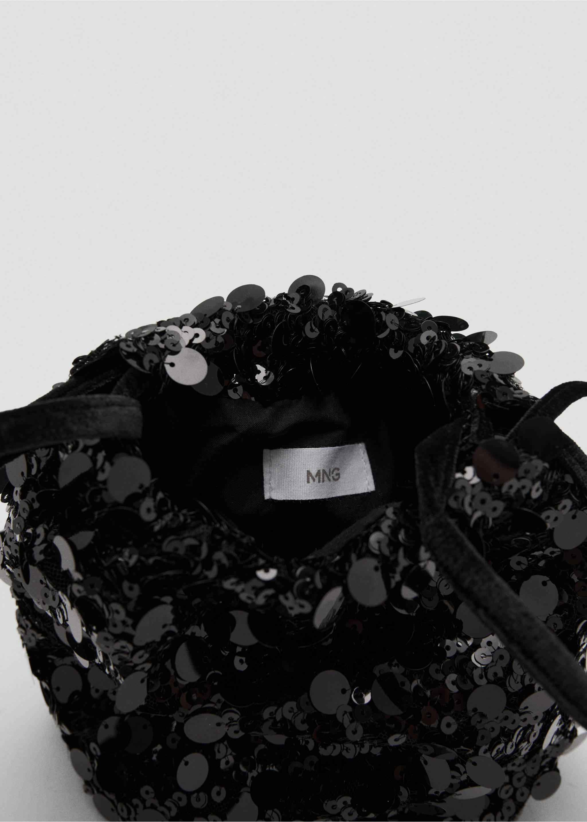 Mini handbag with sequins - Details of the article 1, Black. Ref: 17019210-00.
