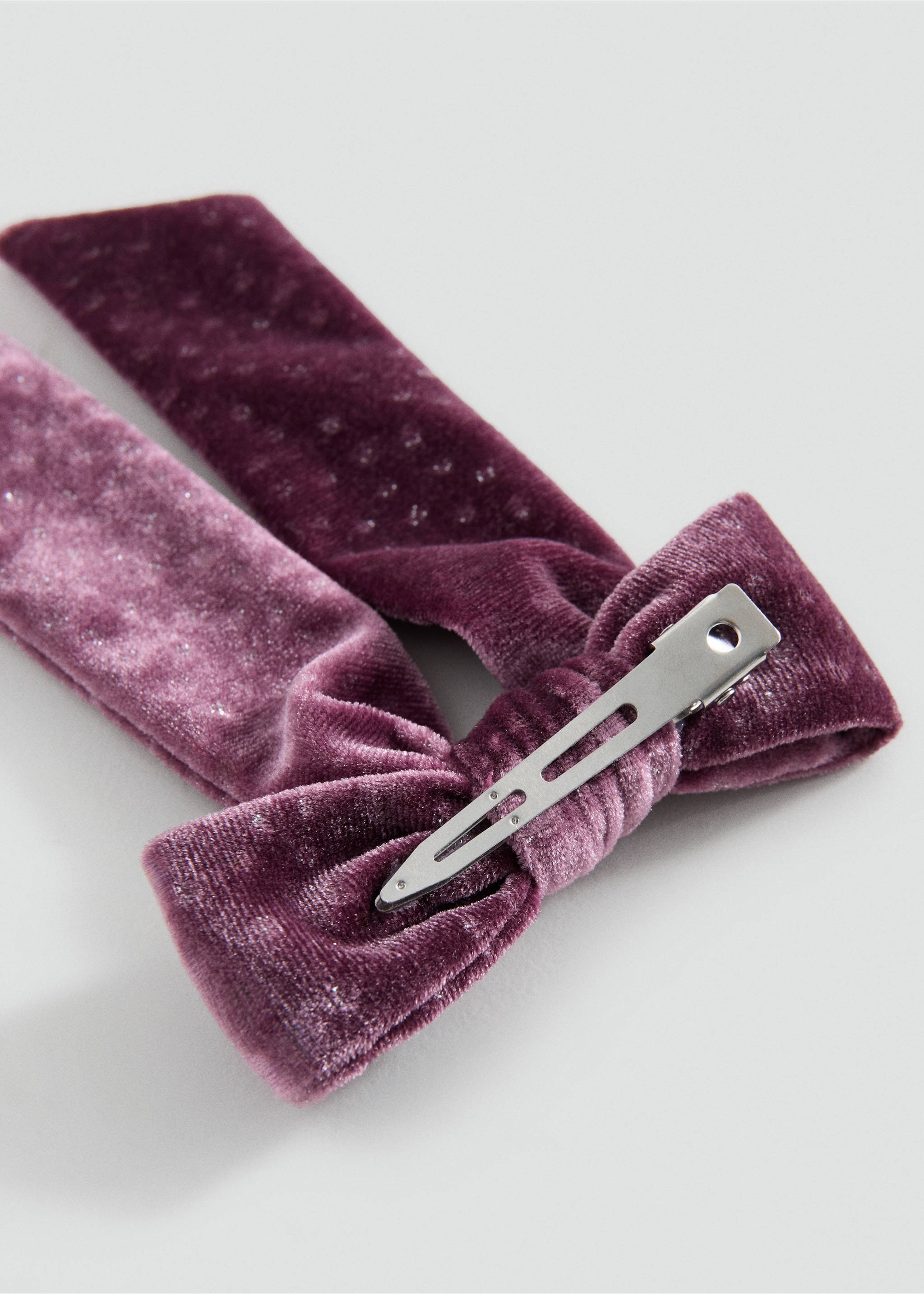 Velvet bow hairclip - Medium plane, Pink. Ref: 17019213-00.