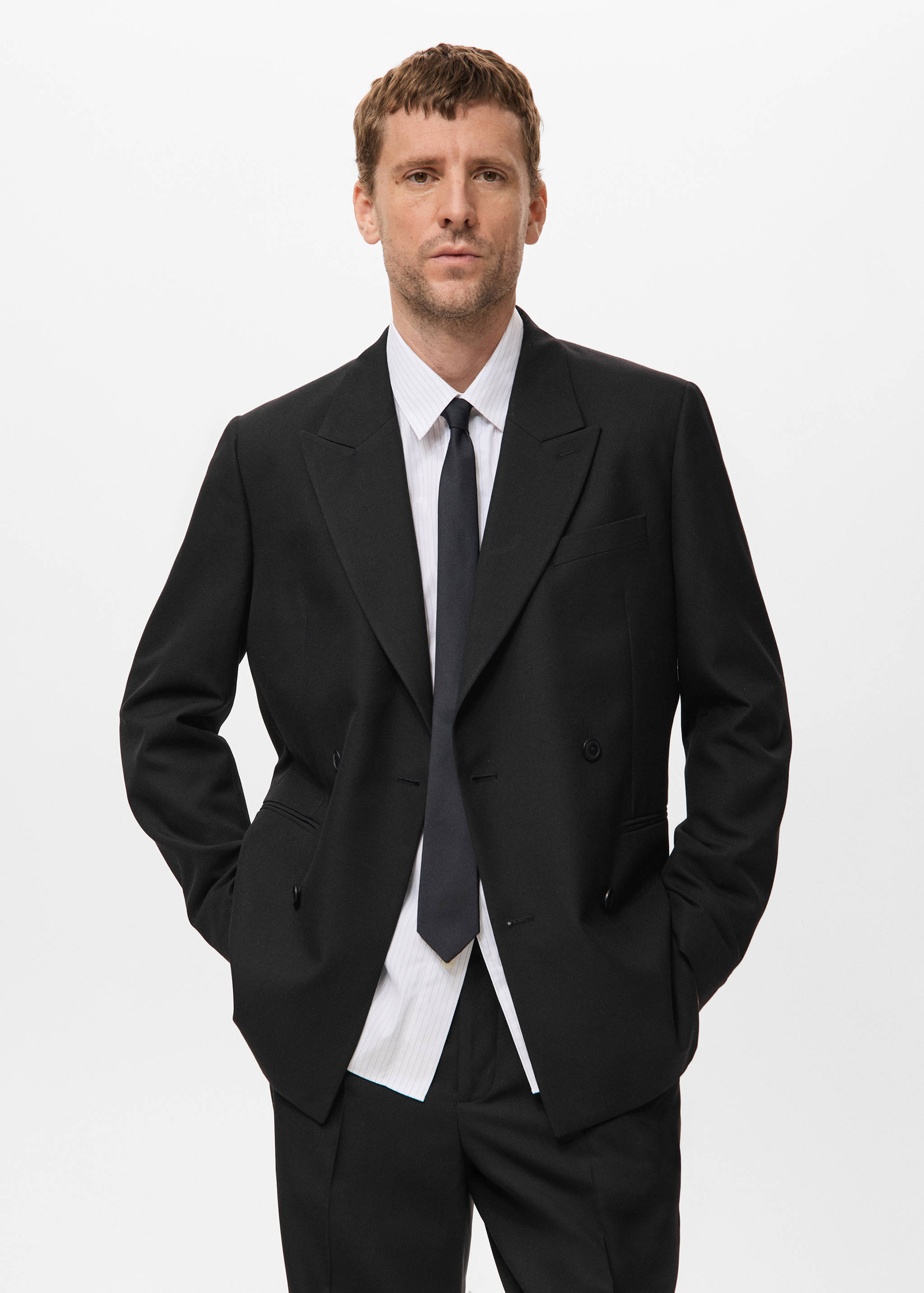 Veste de costume croisée regular-fit - Plan moyen