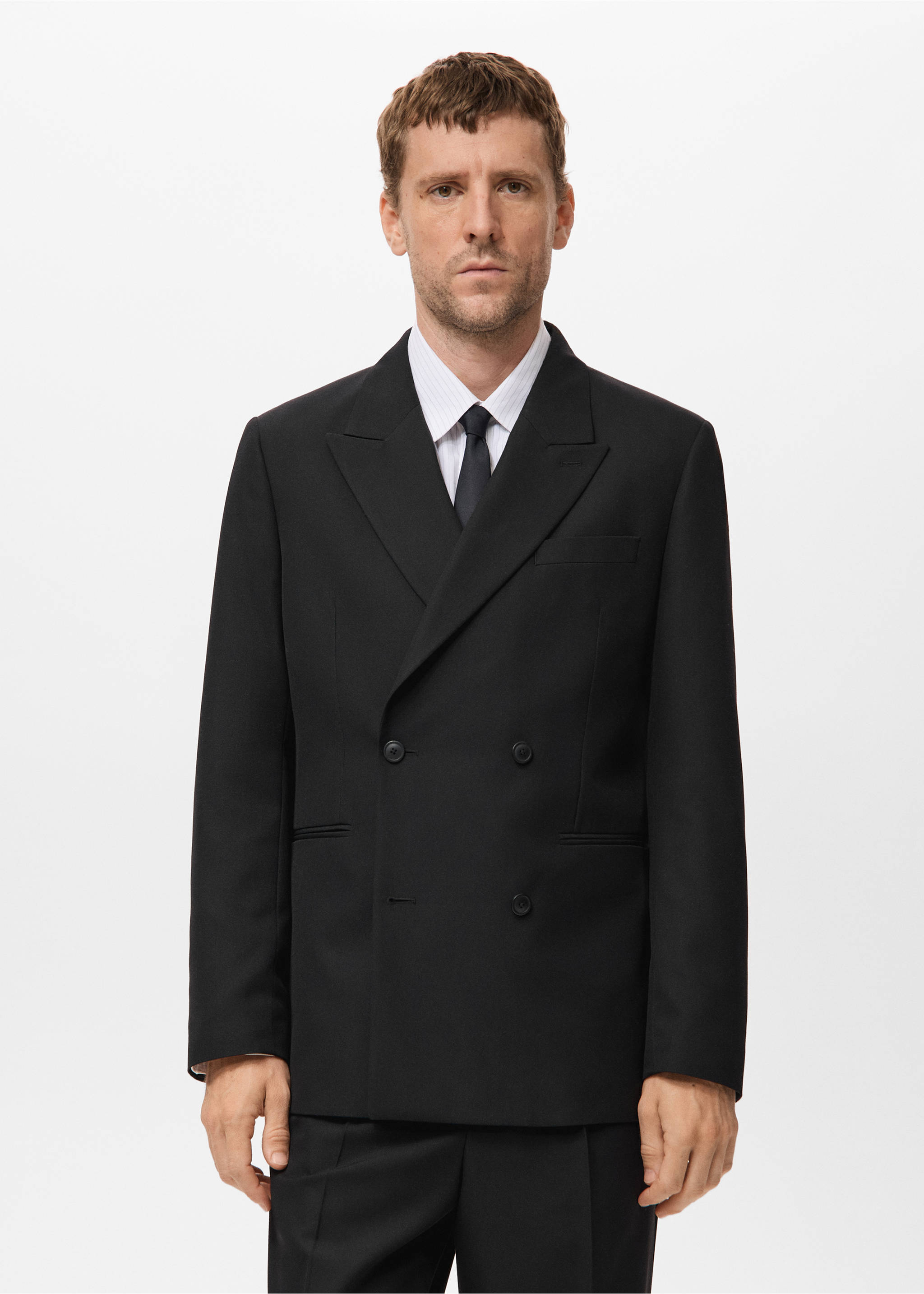 Veste de costume croisée regular-fit - Détail de l'article 3, Noir. Ref: 17019606-00.
