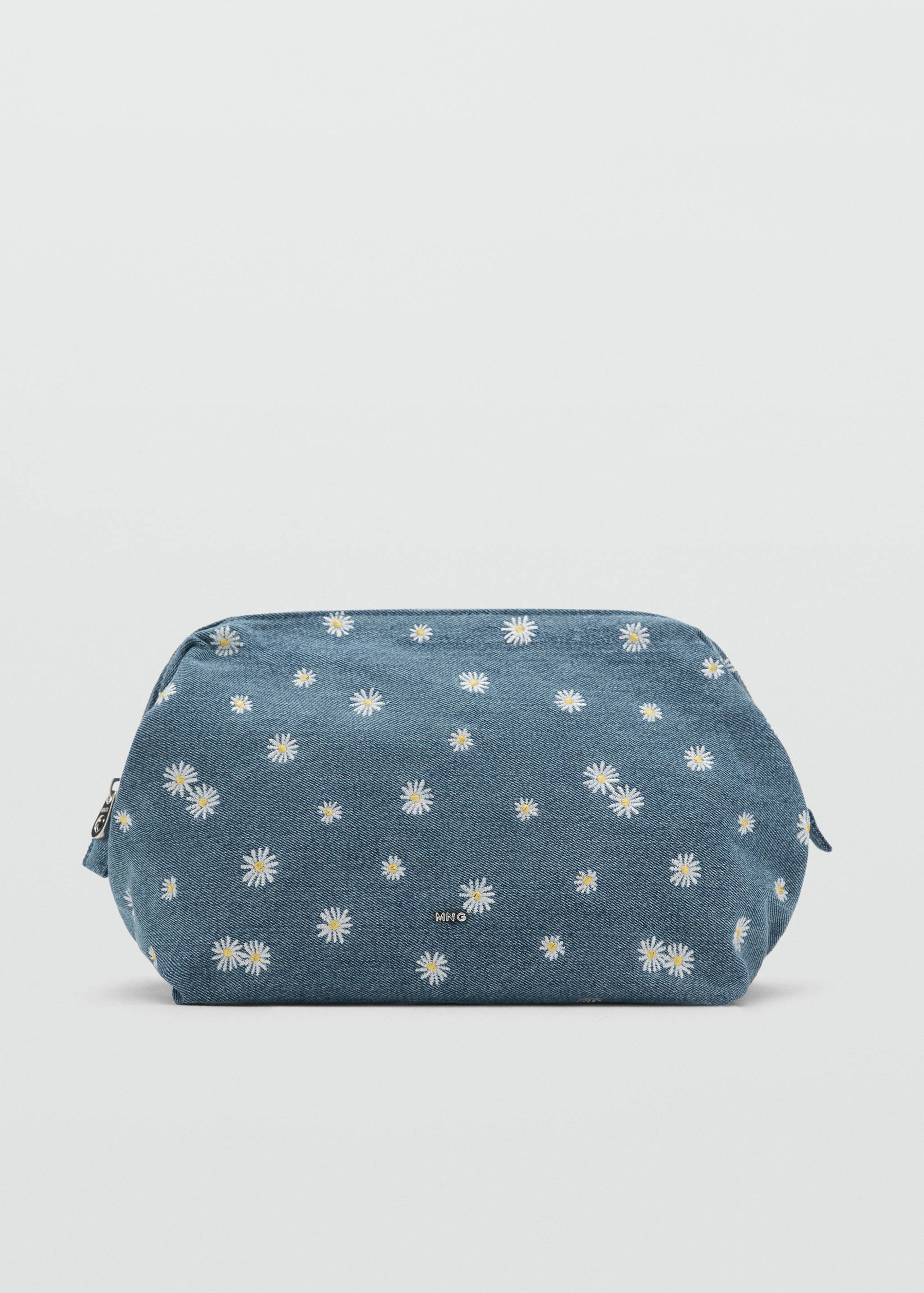 Denim toiletry bag embroidered with flowers - Article without model