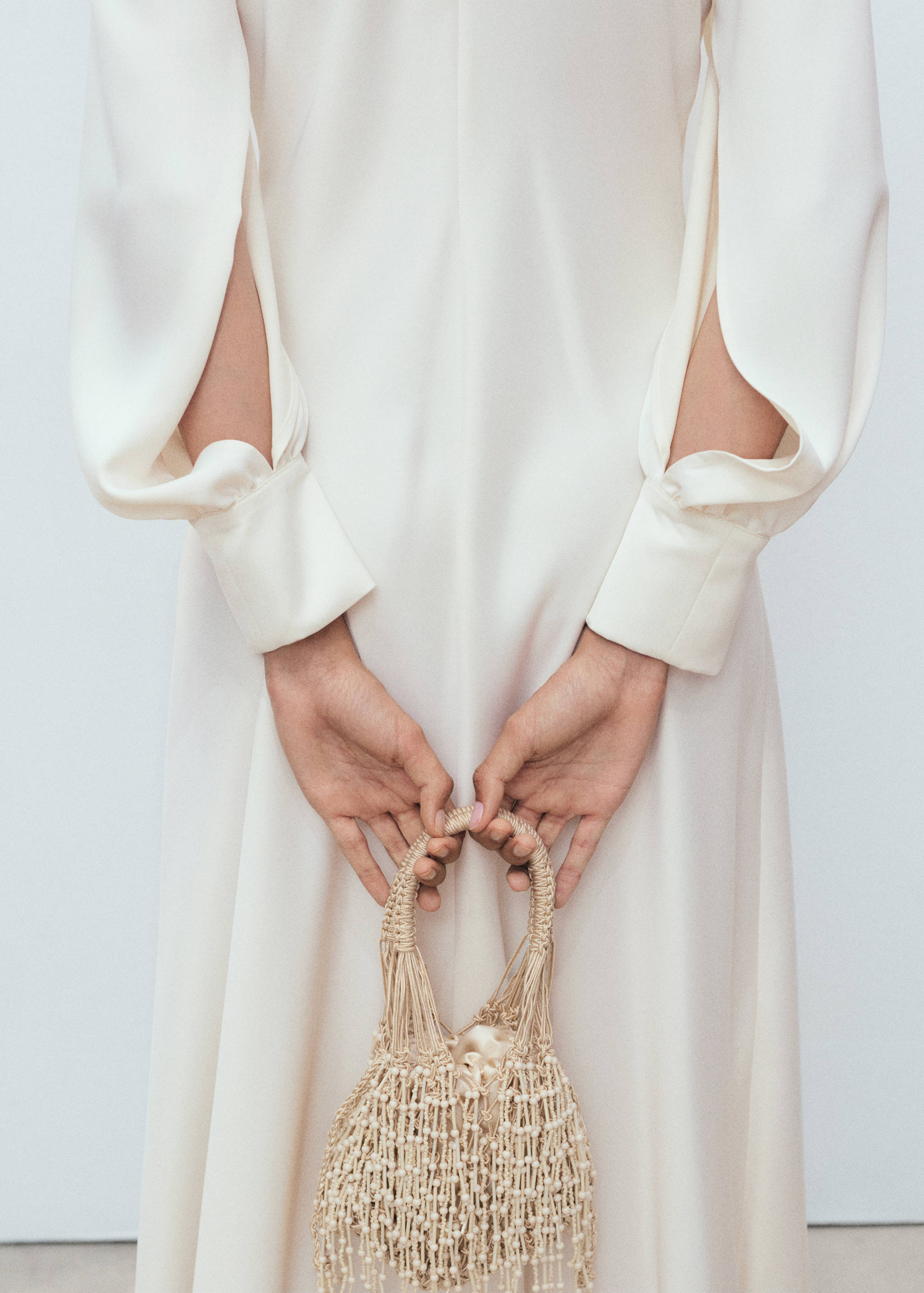 Satin dress with slit sleeves - Details of the article 3
